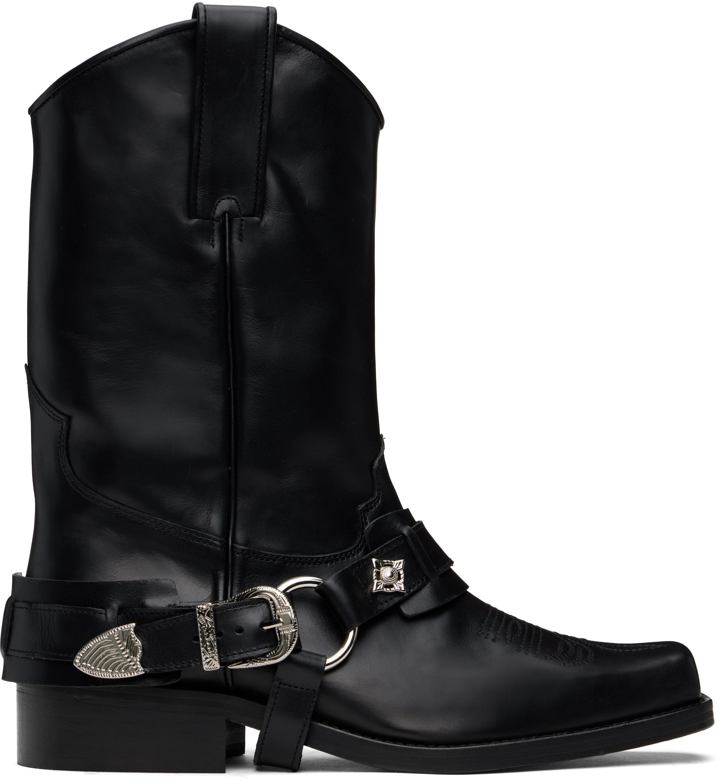 SSENSE Exclusive Black Hard Leather Boots