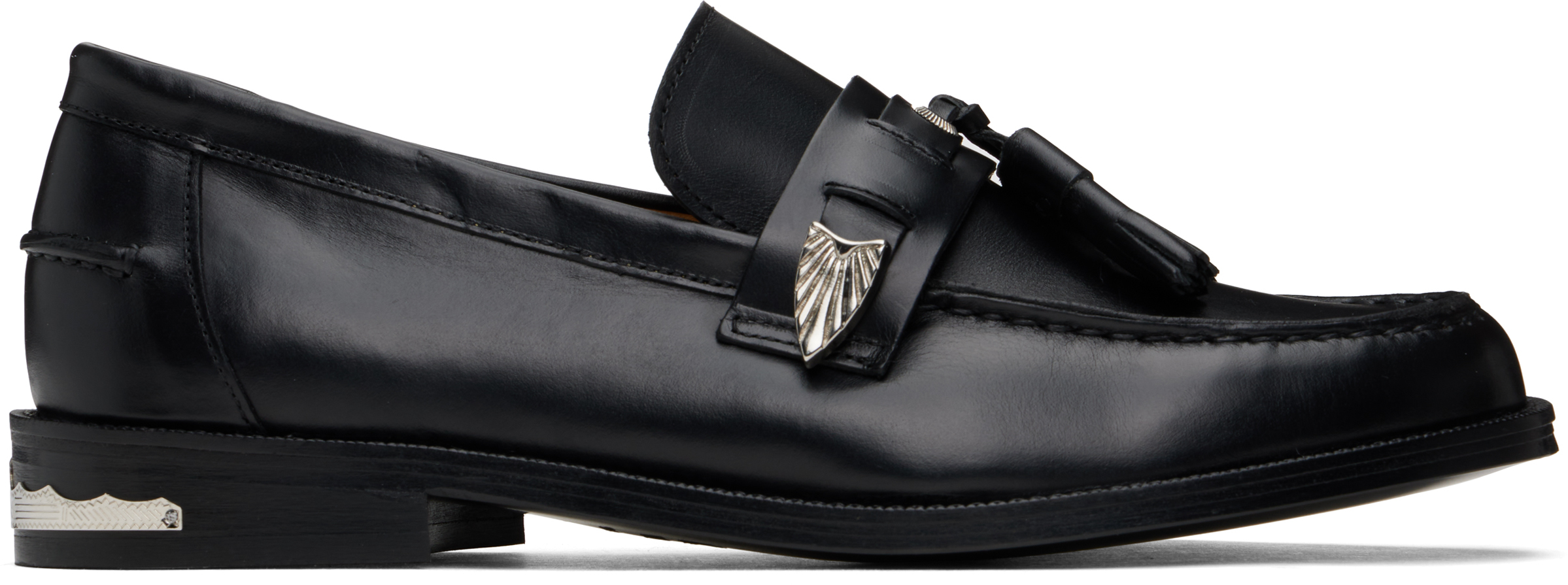 Black Hard Leather Loafers