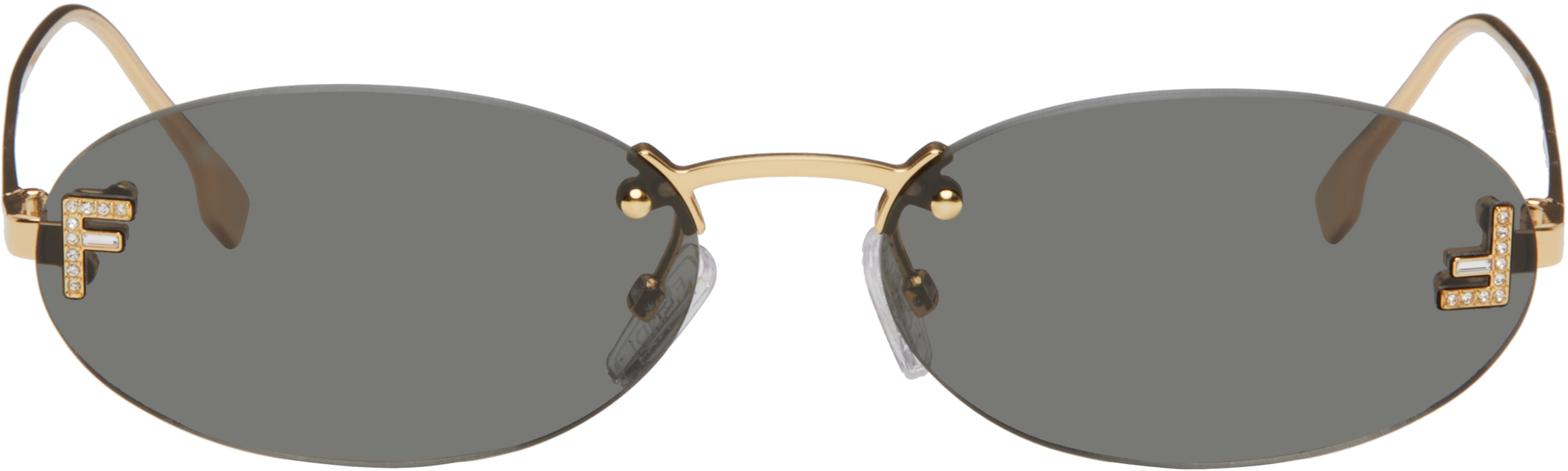 Gold 'Fendi First' Crystal Sunglasses