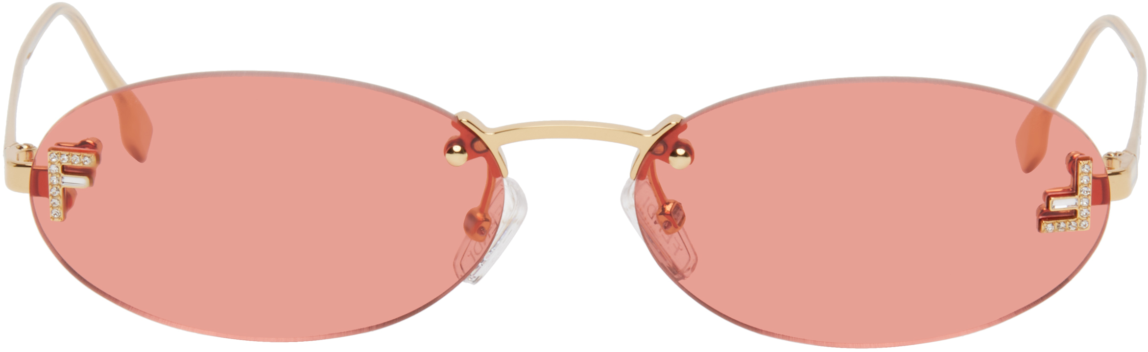 Gold Fendi First Crystal Sunglasses