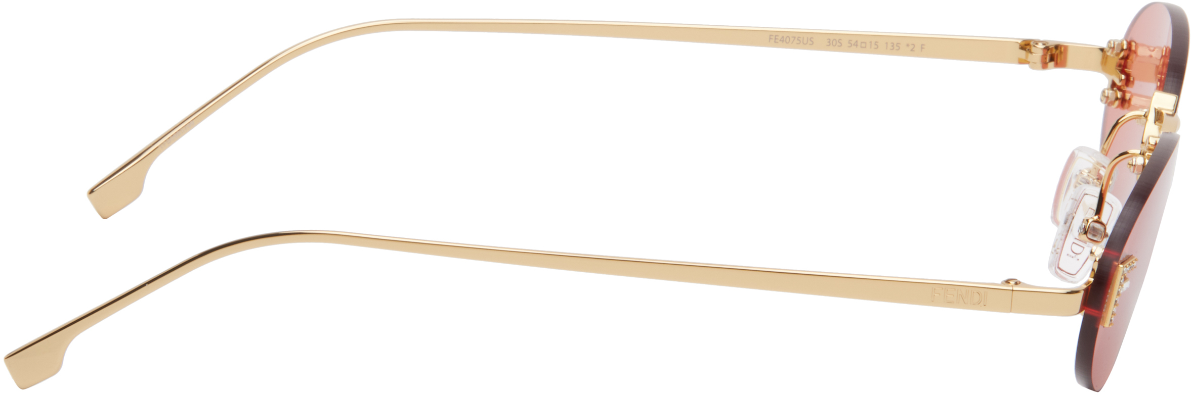 Shop Fendi Gold First Crystal Sunglasses In Shinyendgold/brdeaux