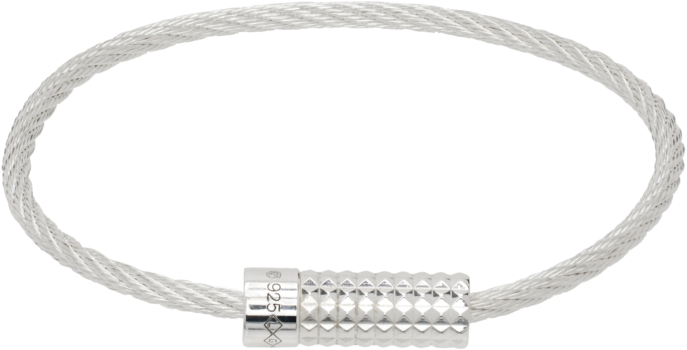 Shop Le Gramme Silver Pyramid Guilloché Cable 'le 9g' Bracelet