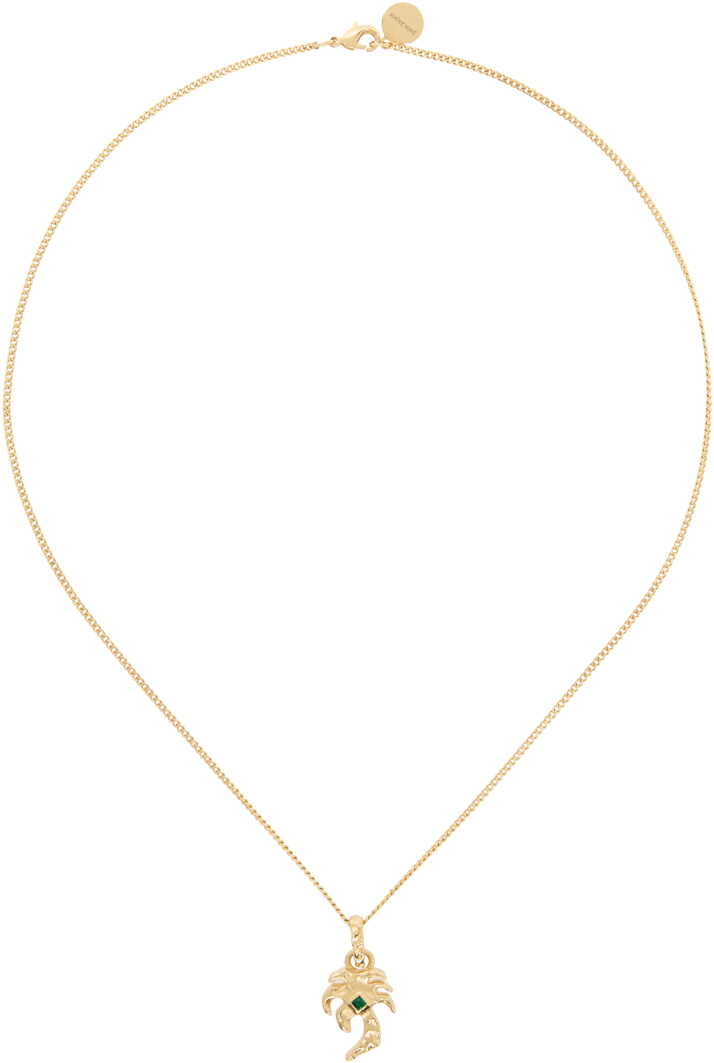 Gold Melted Palm Charm Necklace by Palm Angels on Sale