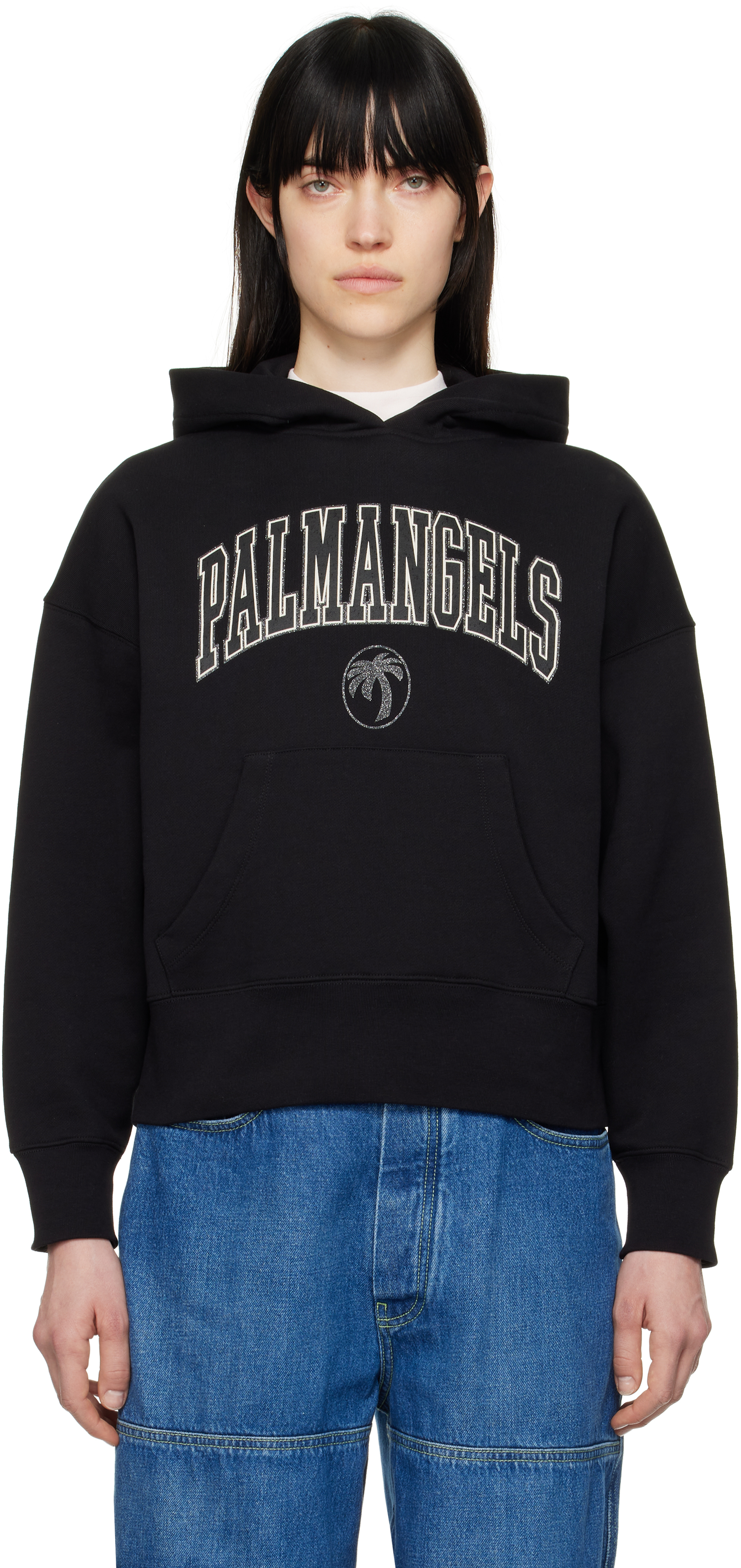 【関税込み】Palm Angels ブラック College フーディ Black College Hoodie by Palm Angels on Sale
