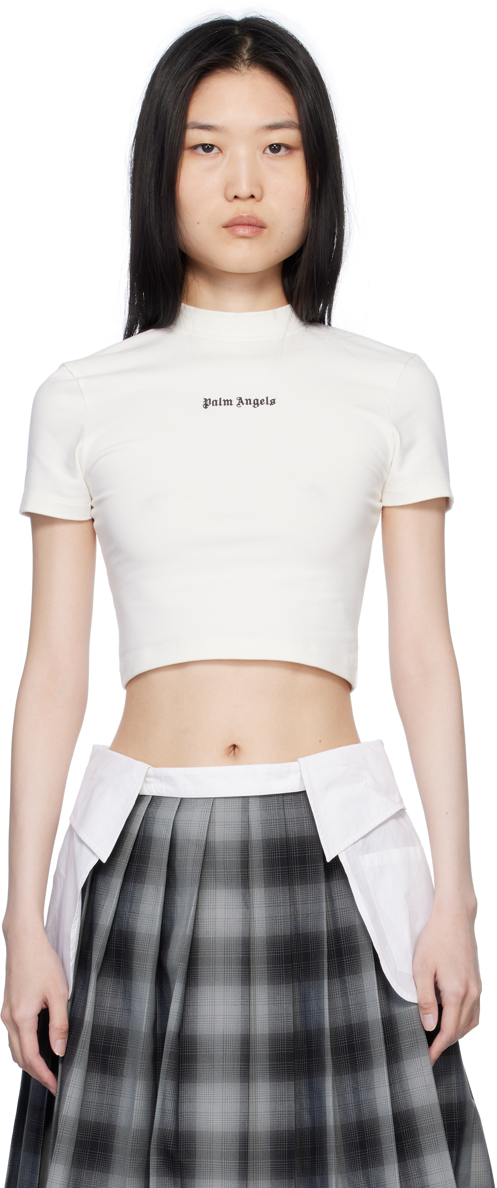 Palm Angels Off-white Classic Logo Baby T-shirt In Off White Black