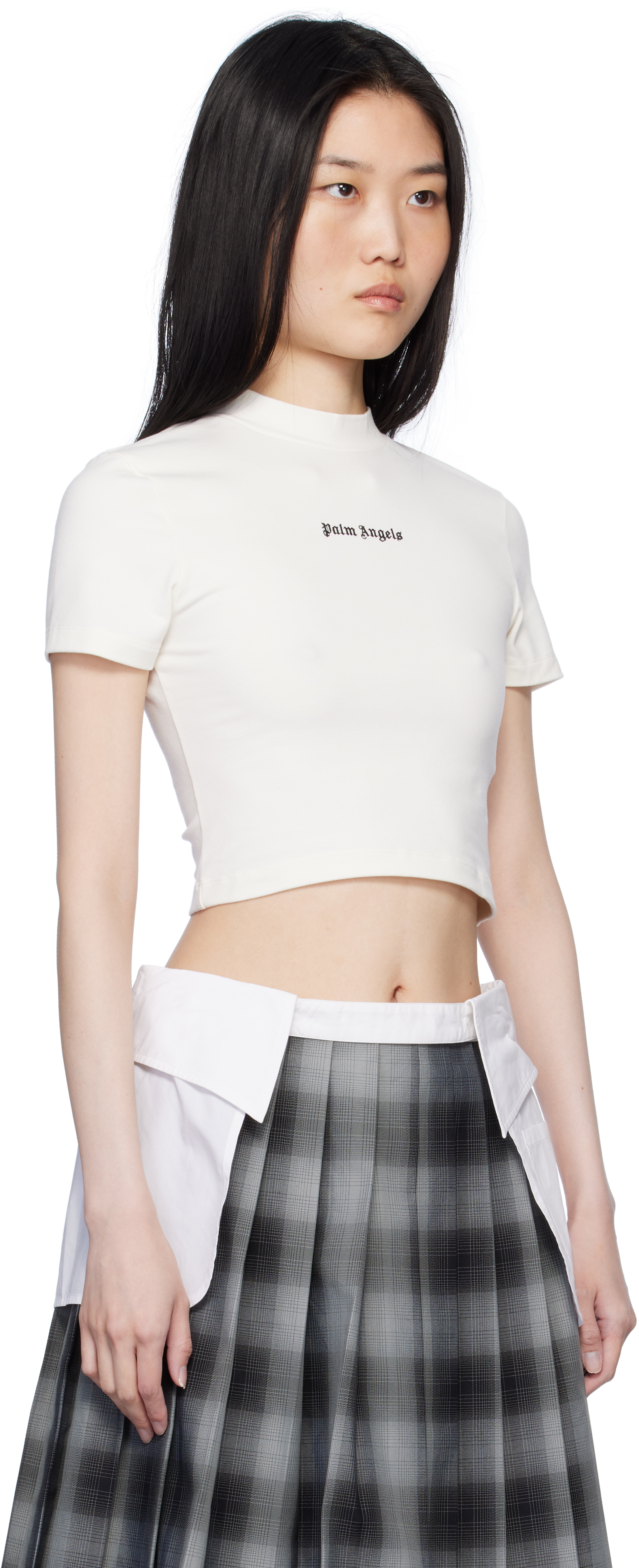 Palm Angels Off-white Classic Logo Baby T-shirt In Off White Black