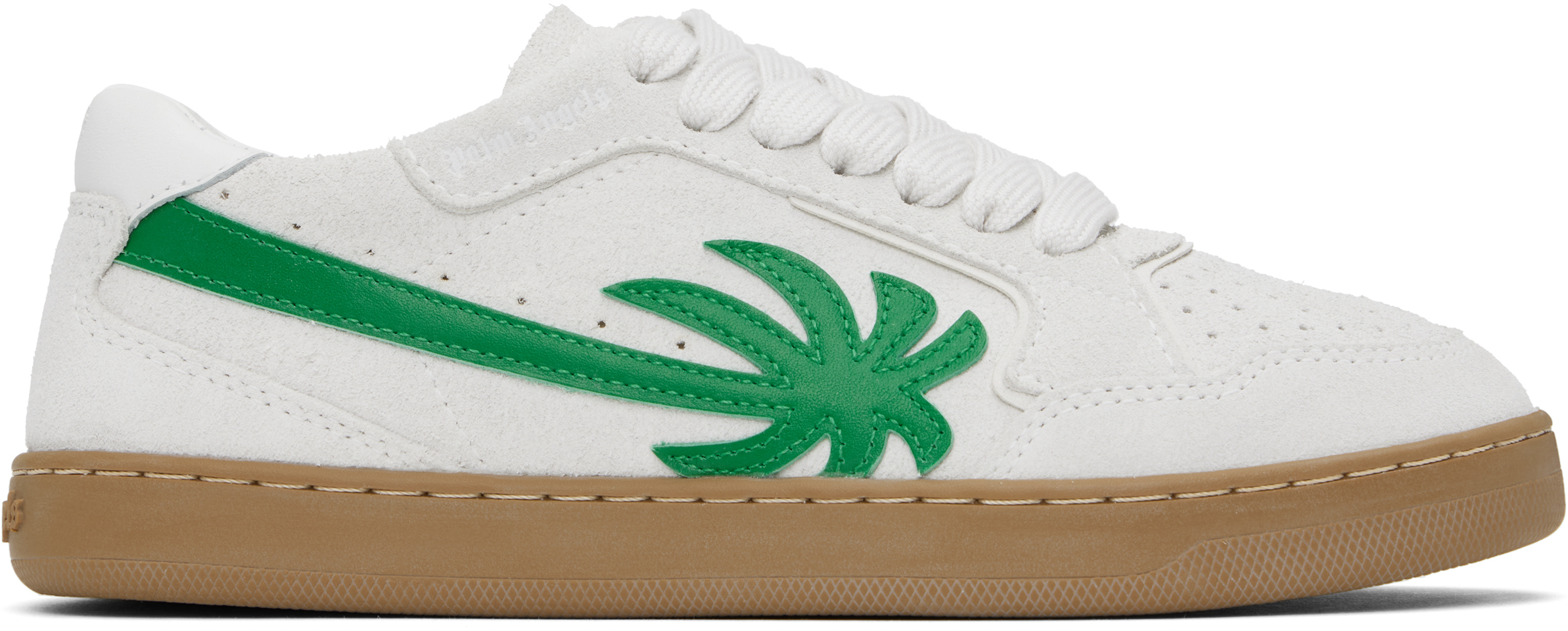 Baskets Palm blanc cassé et vert en suède Palm Angels en solde
