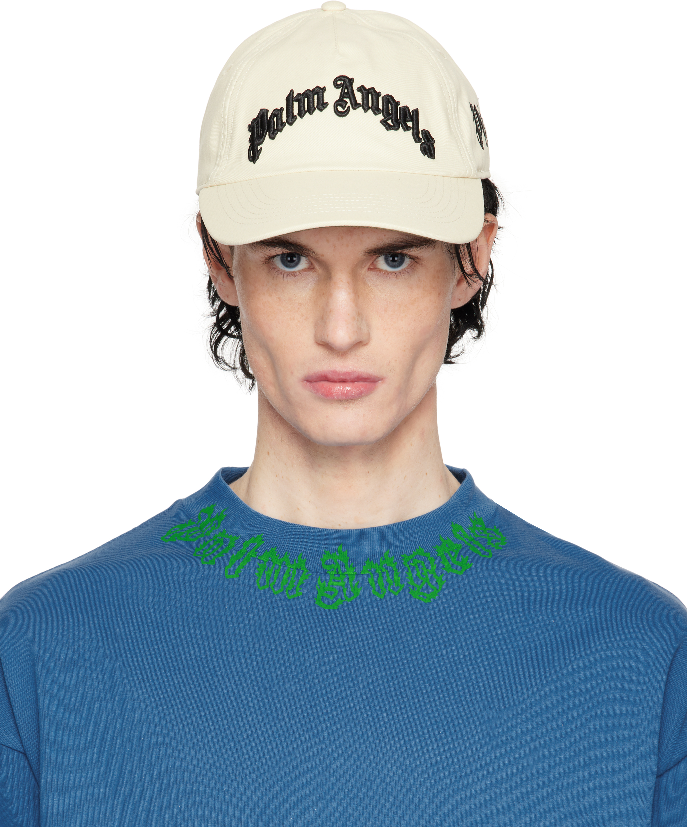【関税込み】Palm Angels オフホワイト カーブドロゴ キャップ Palm Angelsのオフホワイト カーブドロゴ キャップがセール中