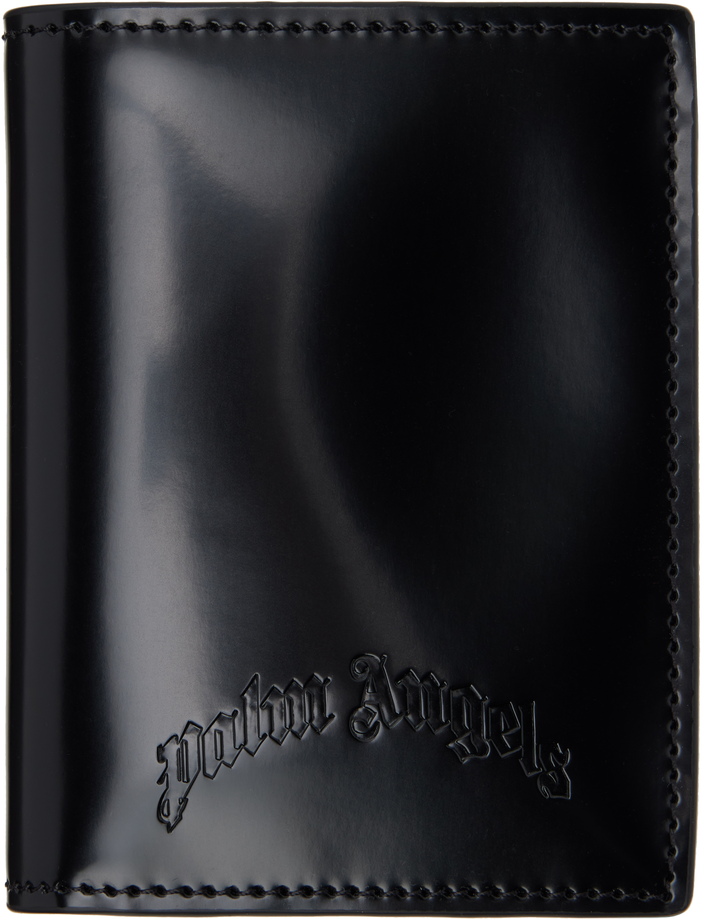 Black Curved Logo Leather Wallet