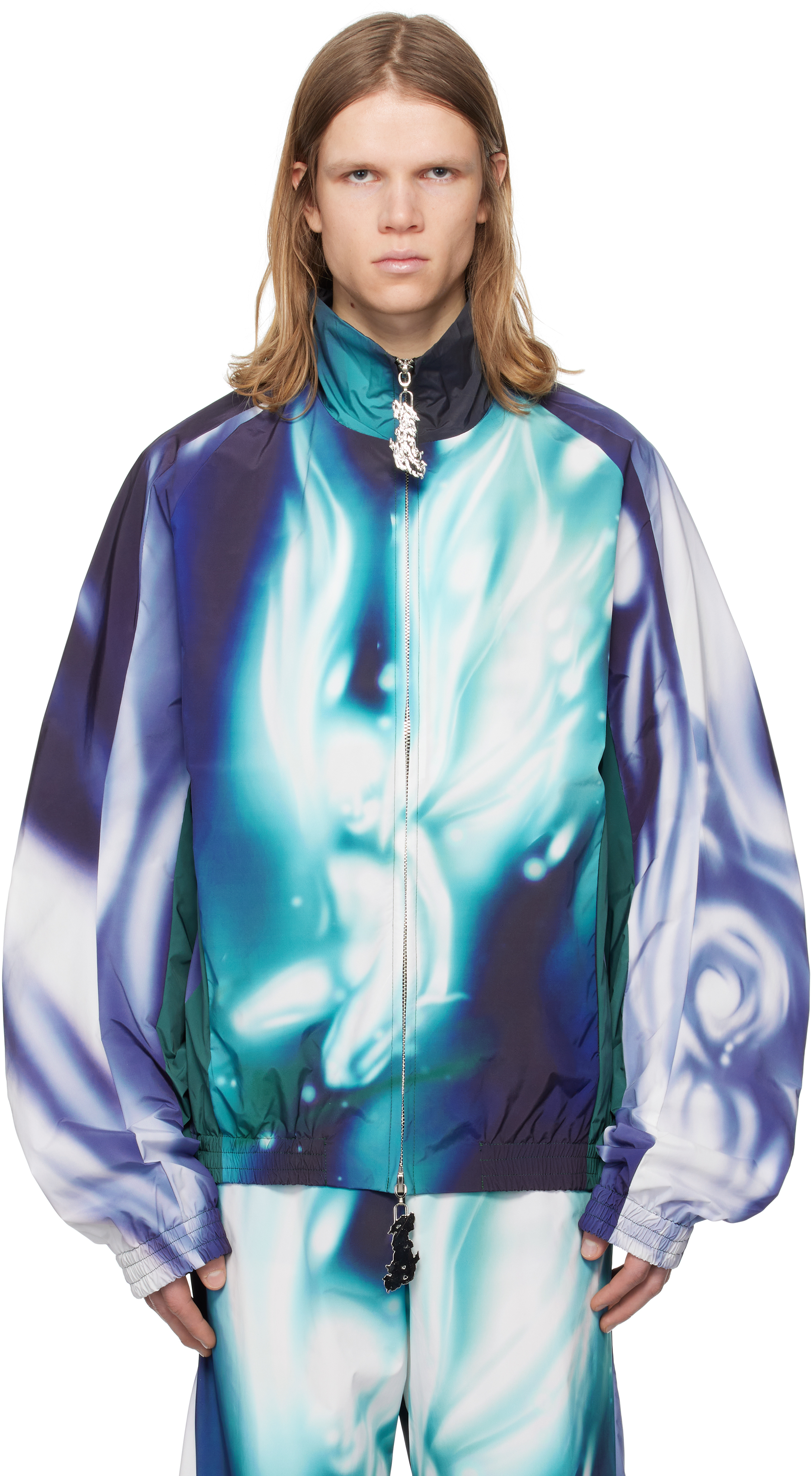 Blue Printed Track Jacket