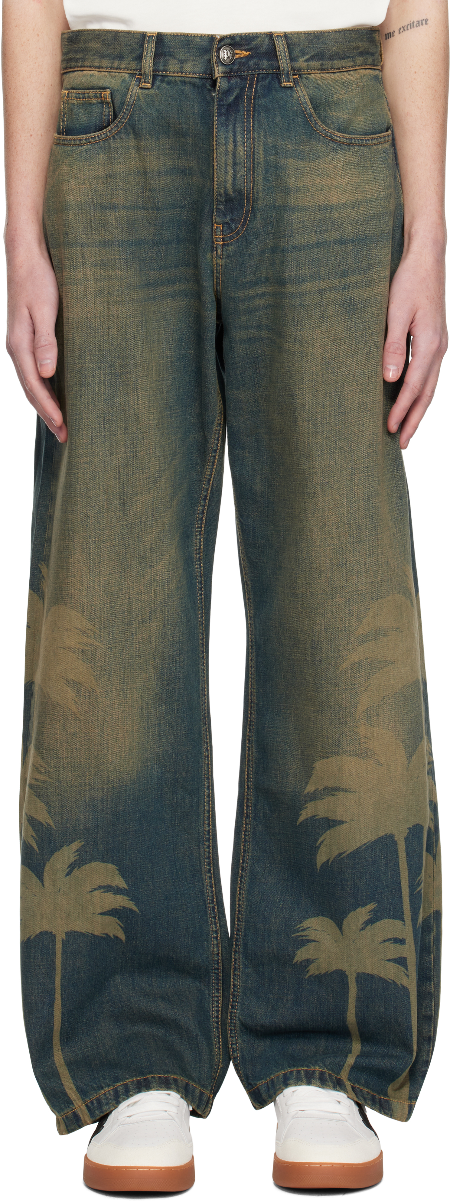 Blue Laser Palms Loose Jeans