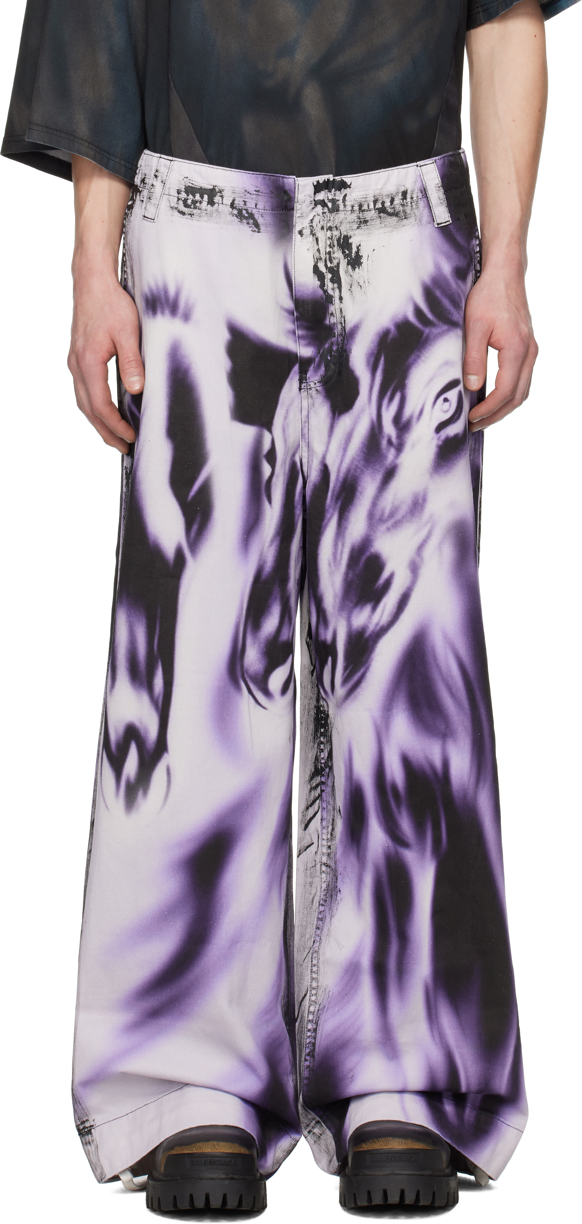 White 
Purple Printed Jeans