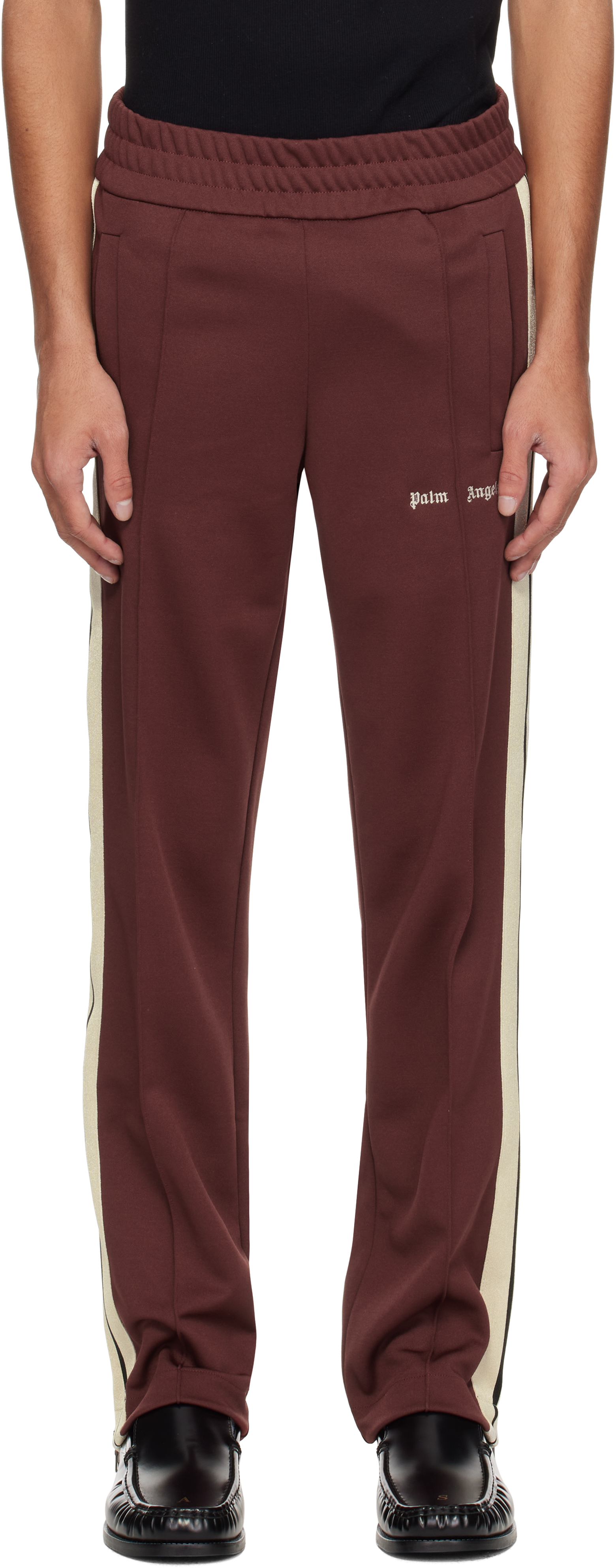 Burgundy Embroidered Logo Track Pants