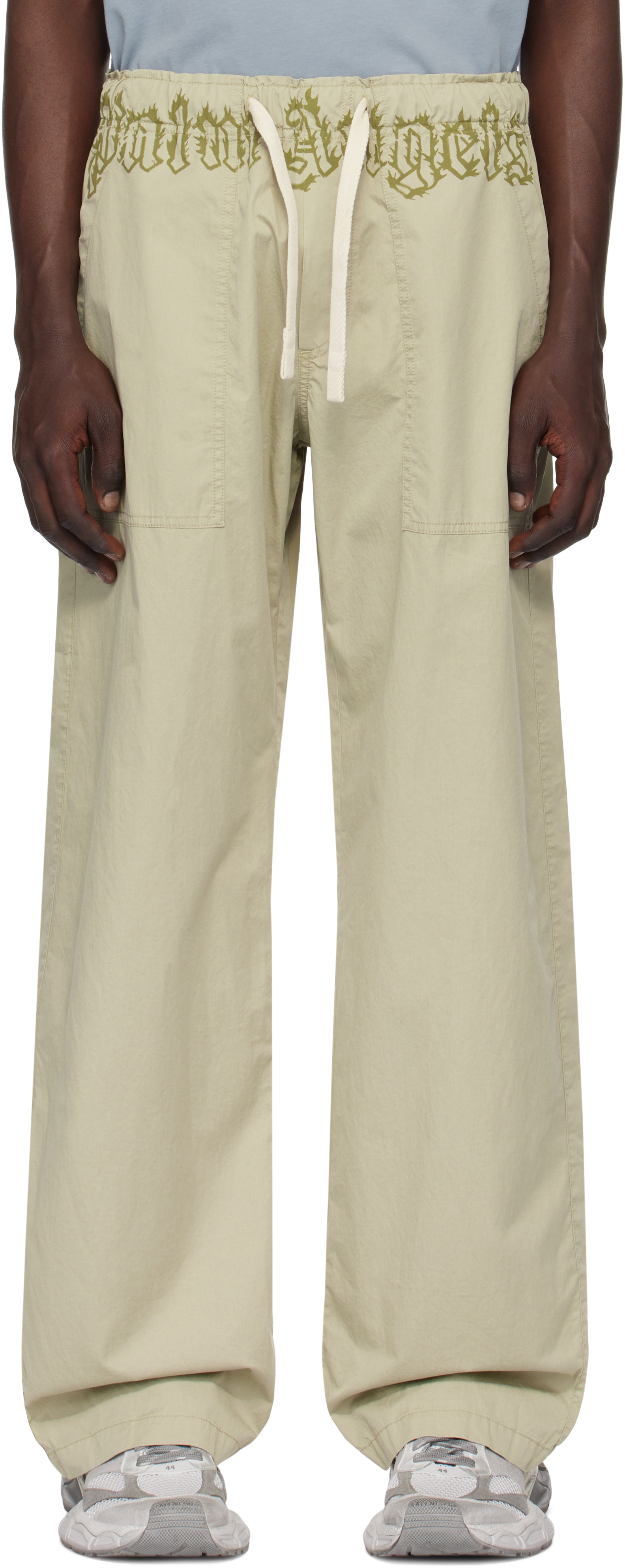 Khaki Waist Logo Loose Cargo Pants