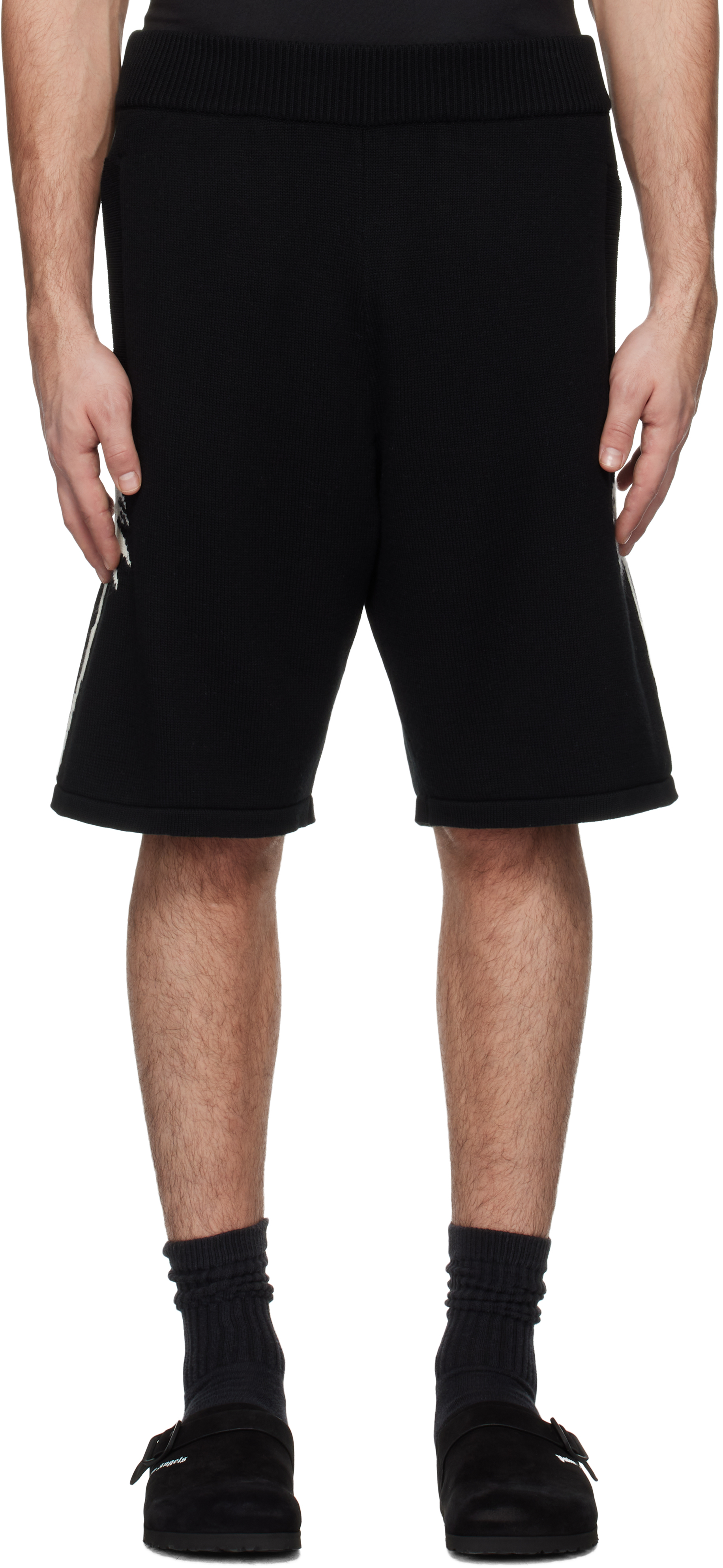 Black Palms Knit Shorts