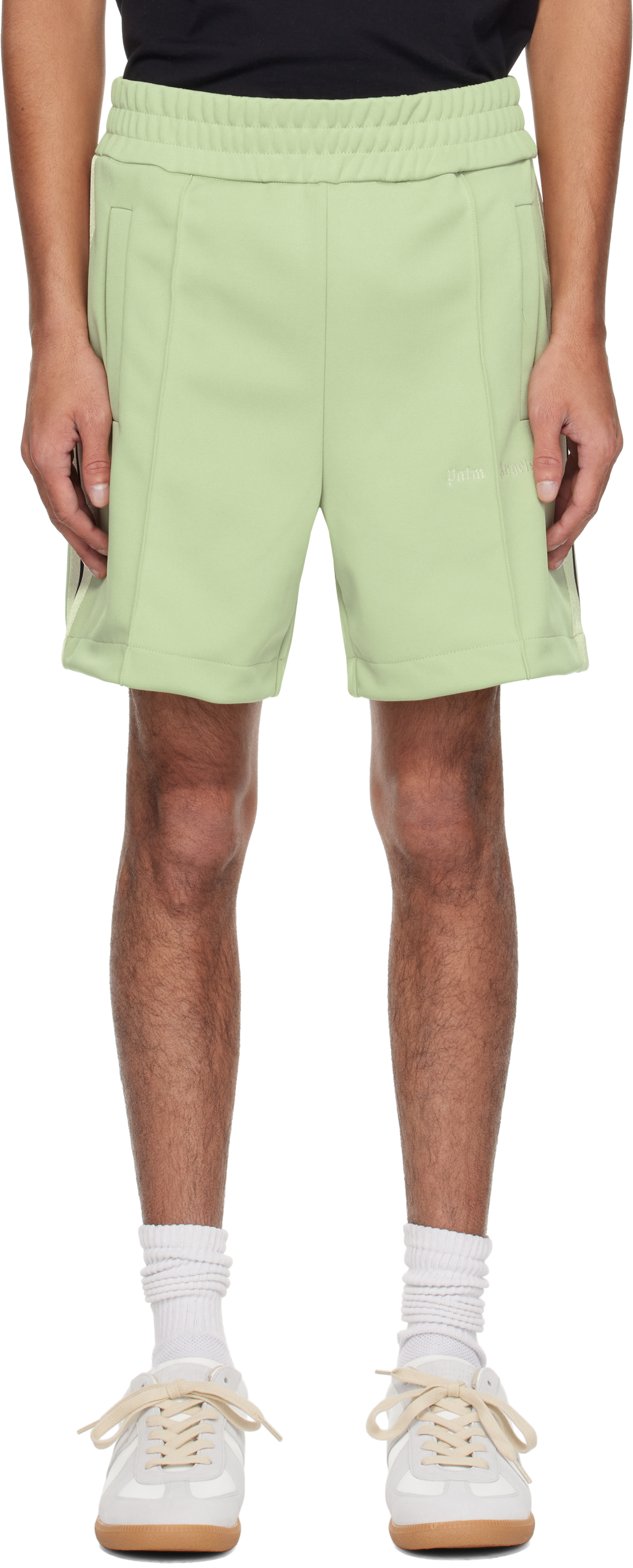 Green Embroidered Logo Track Shorts