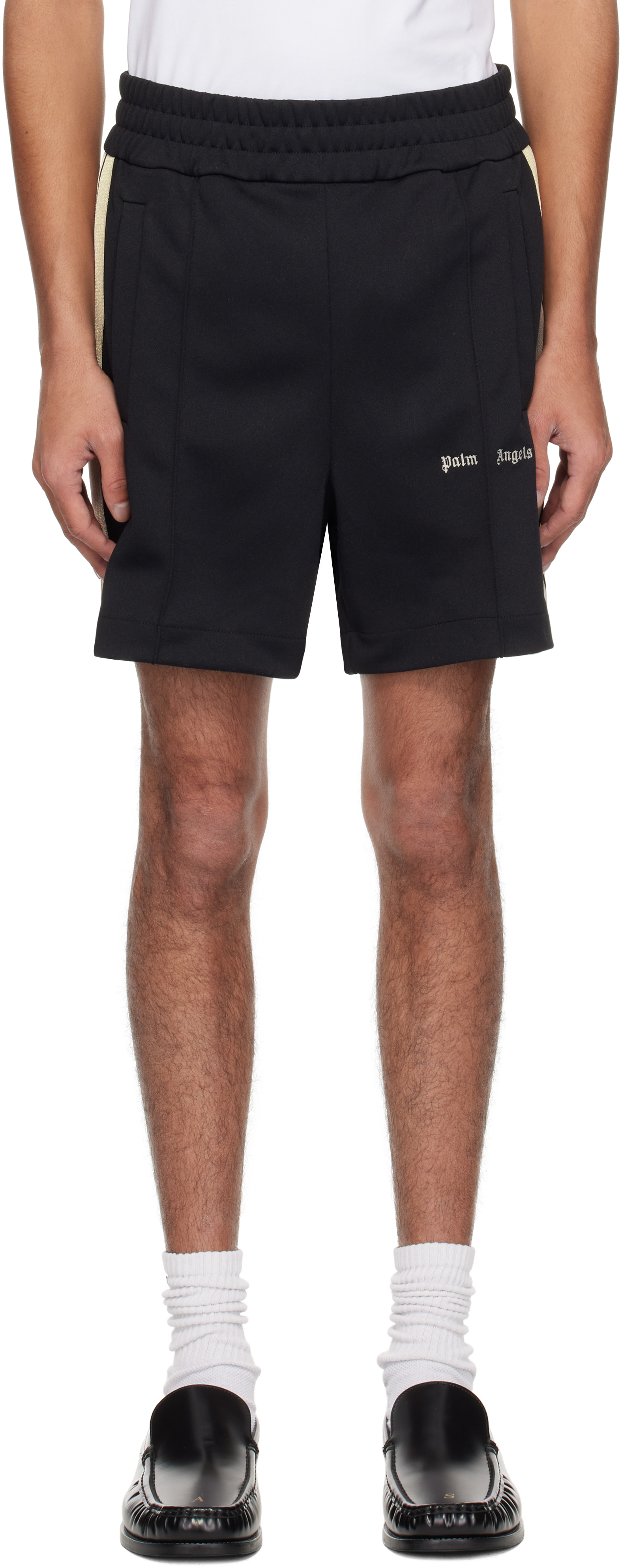 Black Embroidered Logo Track Shorts