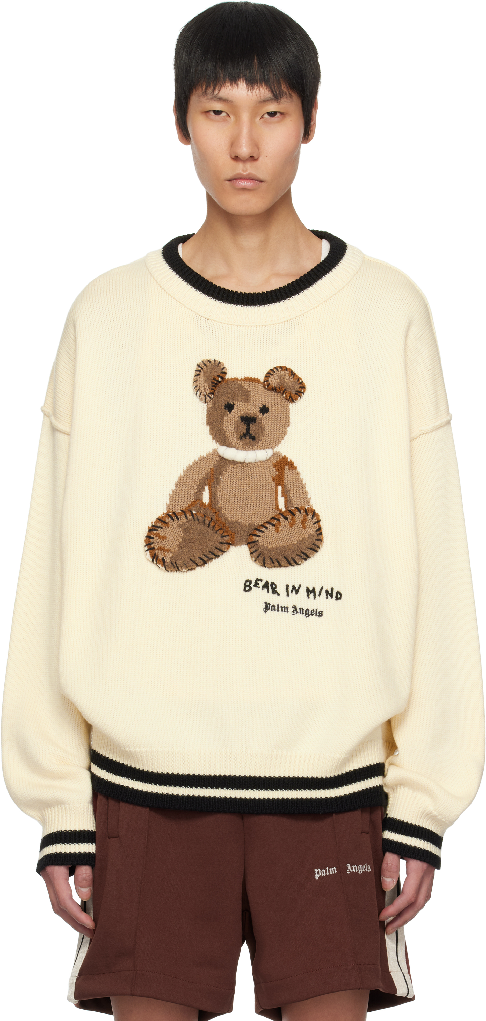 【関税込み】Palm Angels オフホワイト Bear in Mind フーディ Palm Angels Bear In Mind Hoodie | Neutrals | FARFETCH