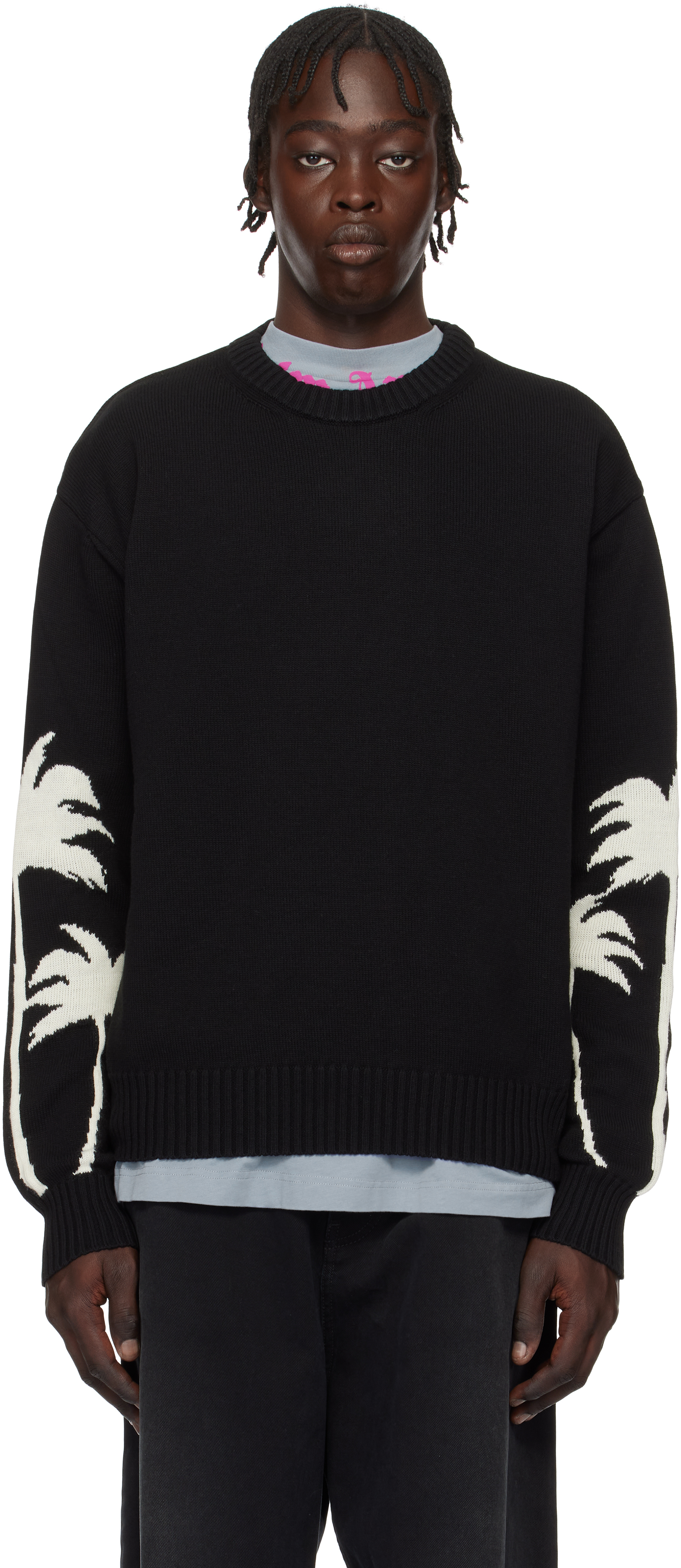 Black Palms Knit Sweater