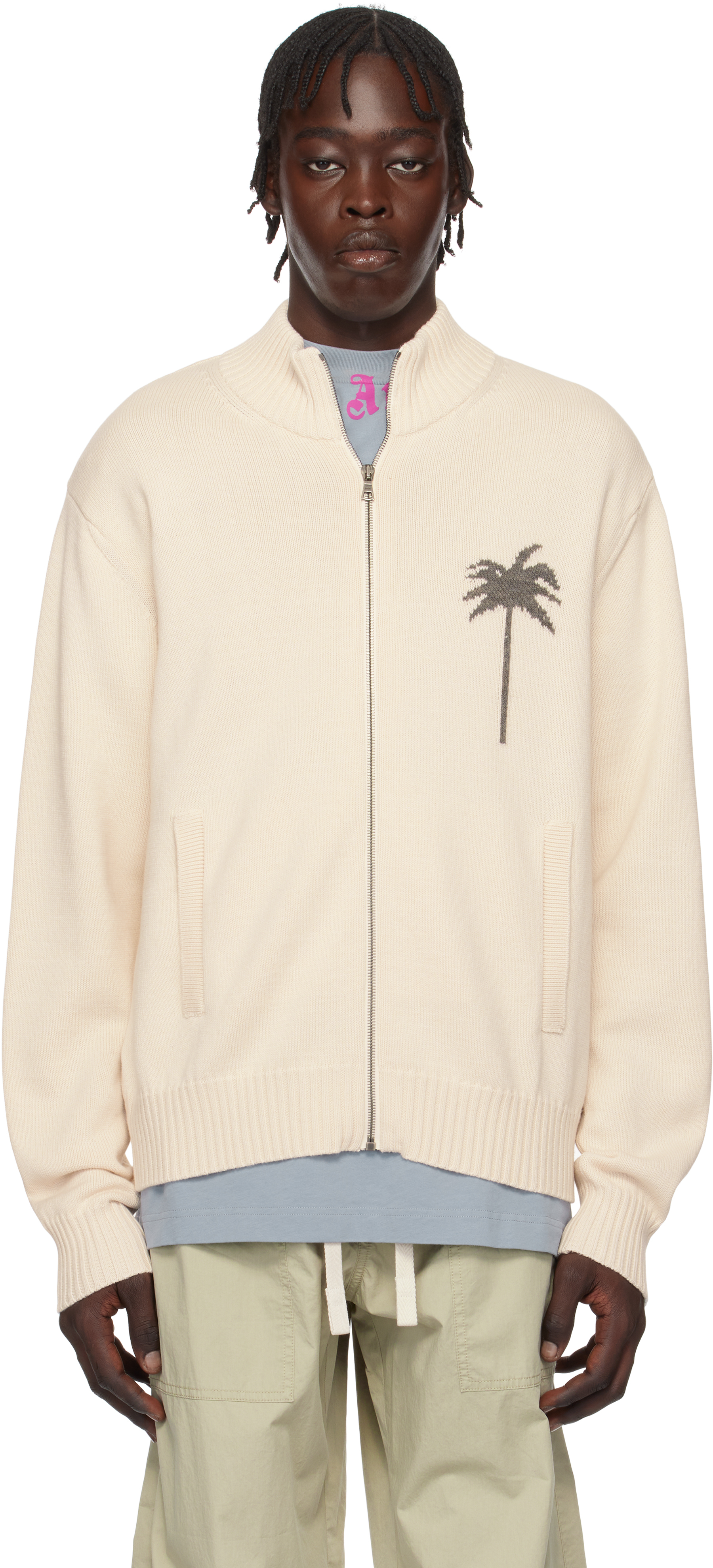【関税込み】Palm Angels グレー モノグラム トラックジャケット PALM ANGELS - Classic Track Jacket Palm Angels