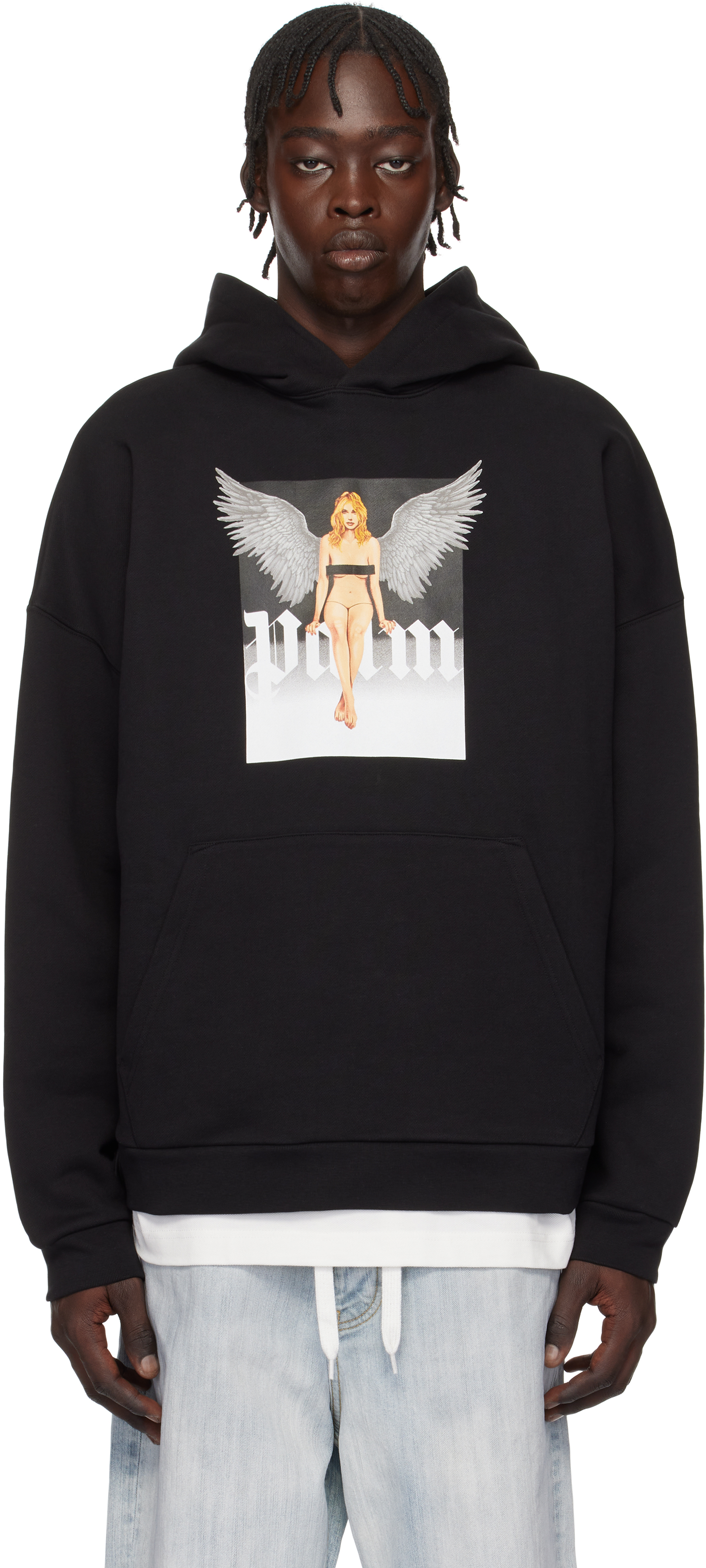 Palm Angels ブラック Pin Up フーディ Black Pin Up Hoodie by Palm Angels on Sale