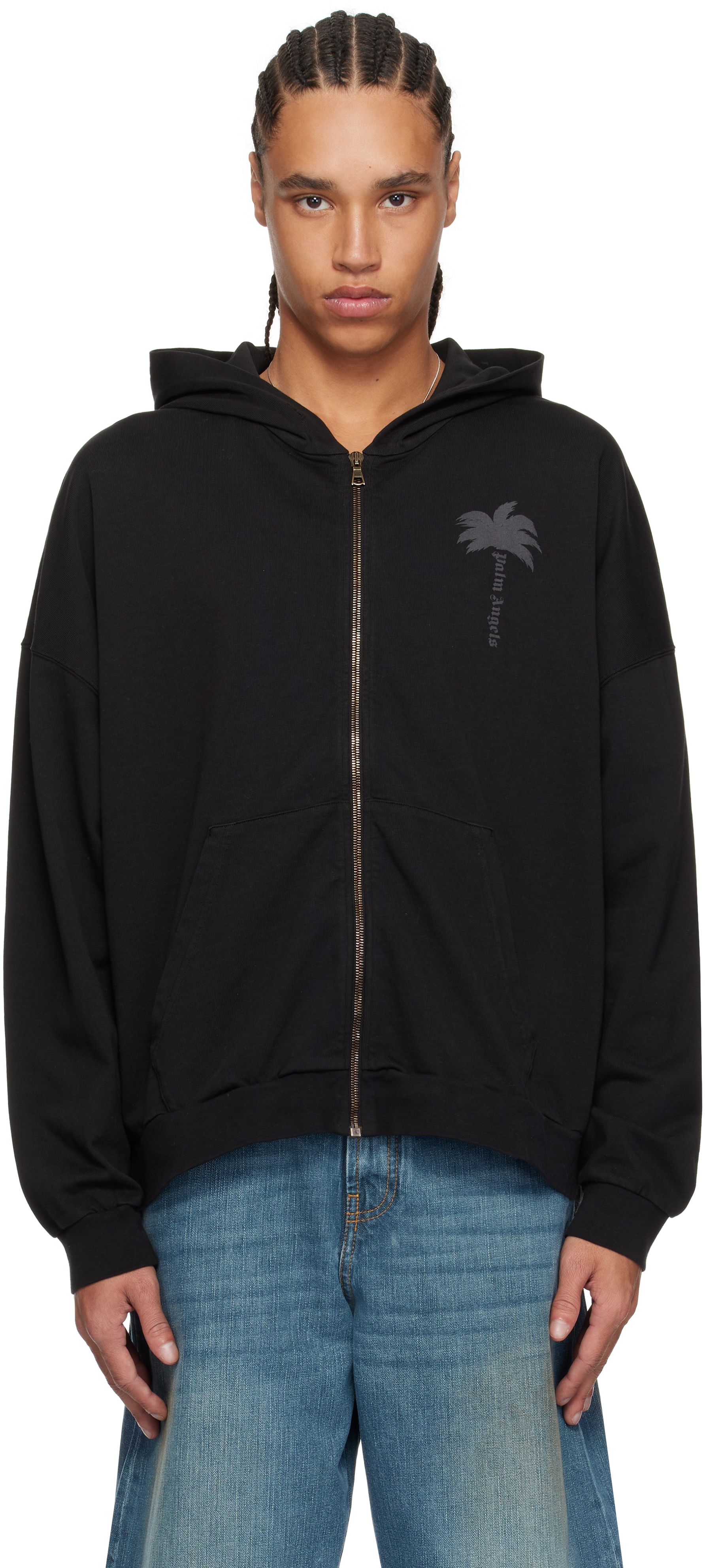 Black Palms Zipped Hoodie