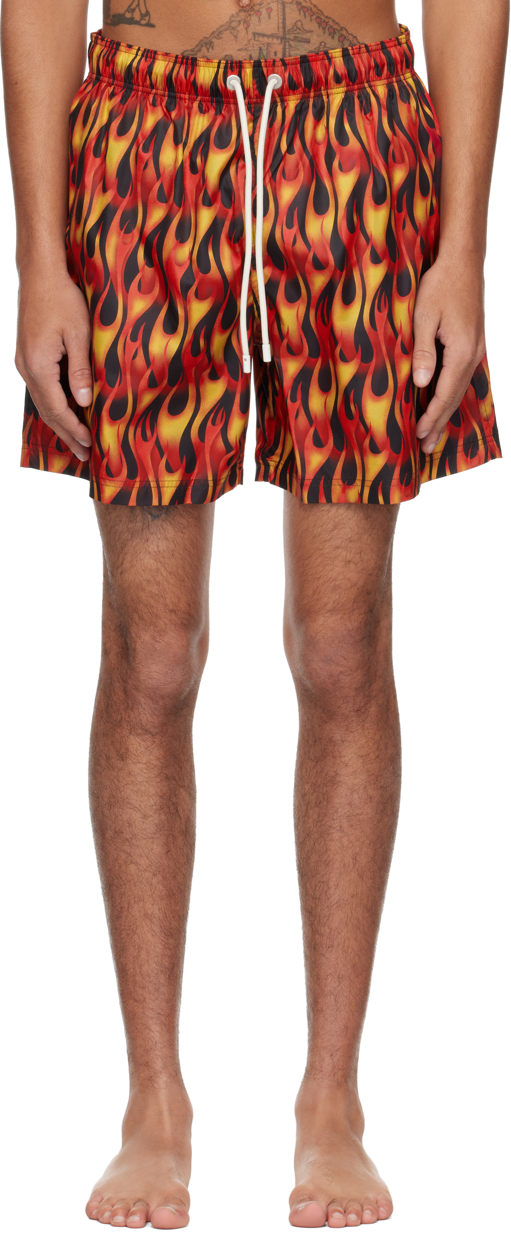Palm Angels: Red Flames Swim Shorts | SSENSE
