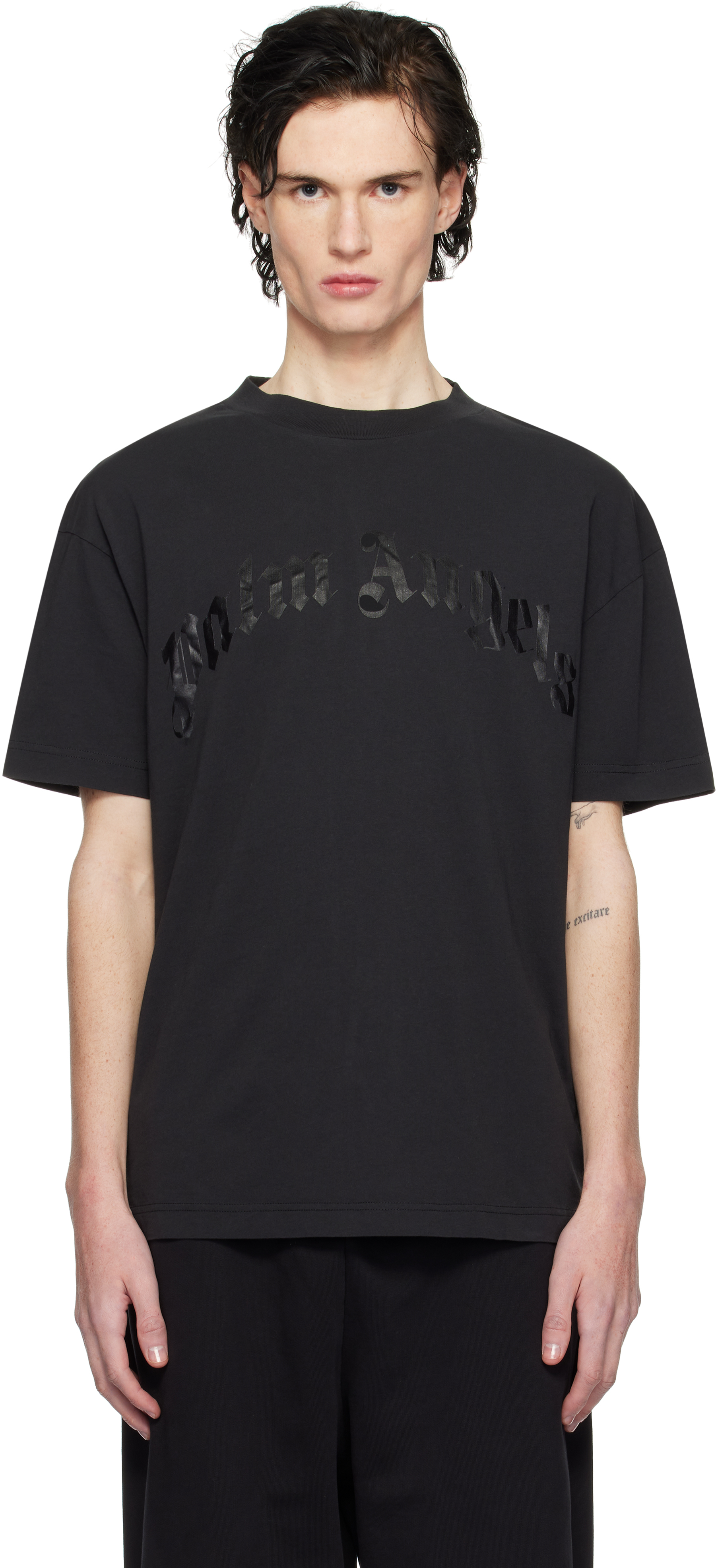 Black Curved Logo Oversize T-Shirt