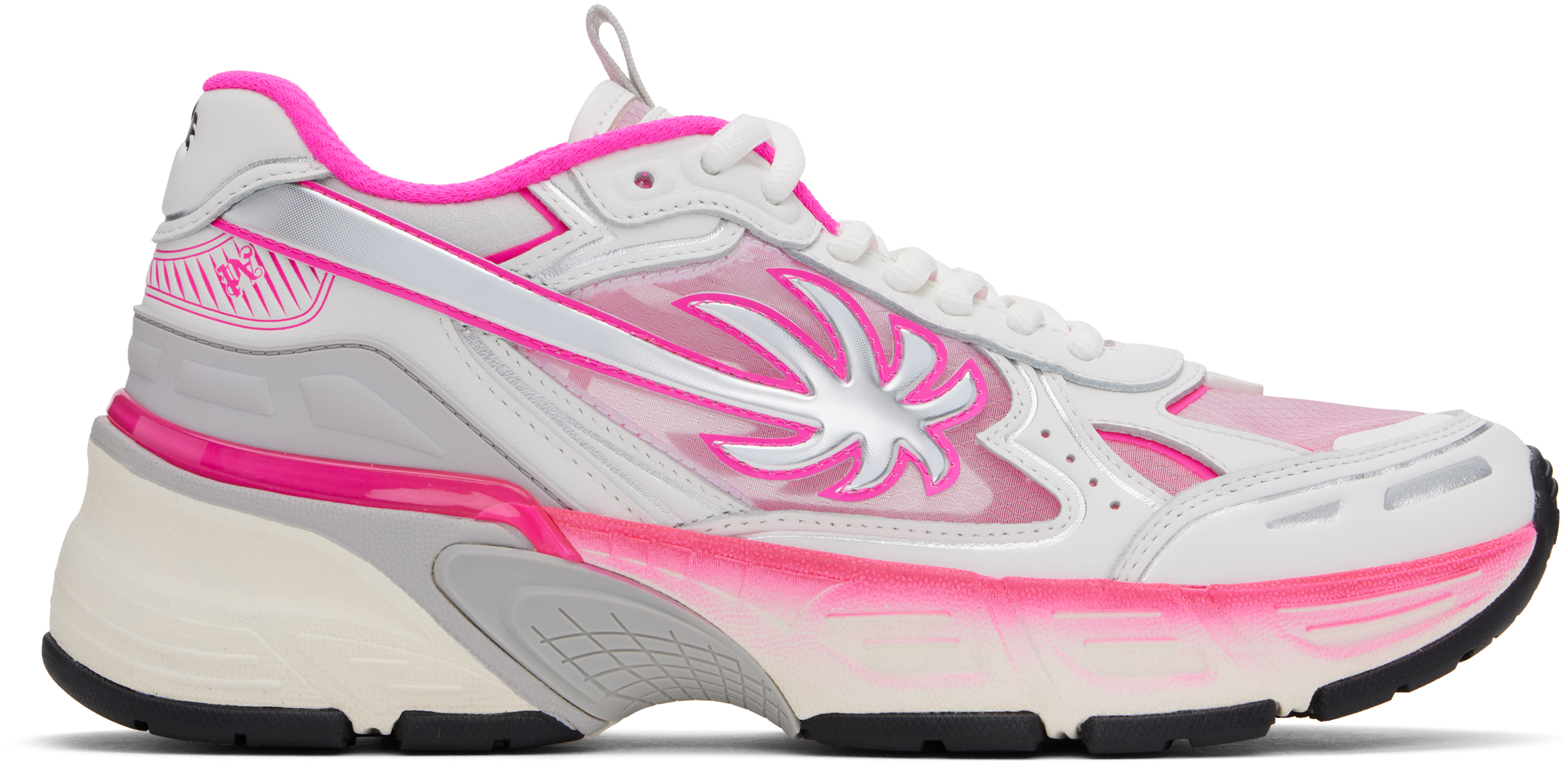 White & Pink PA 4 Fluo Sneakers by Palm Angels on Sale