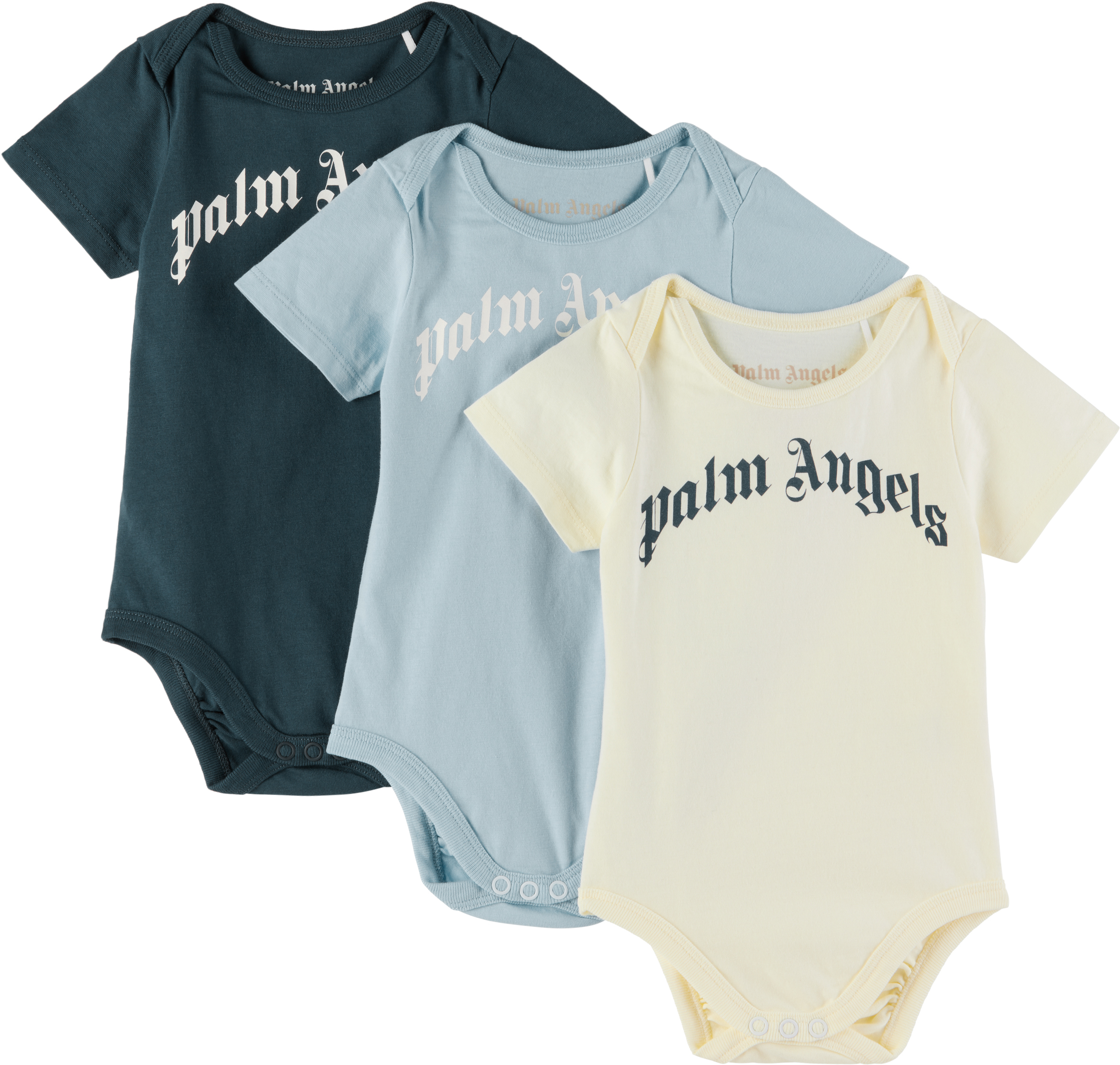 PALM ANGELS THREE-PACK BABY MULTICOLOR LOGO BODYSUITS 