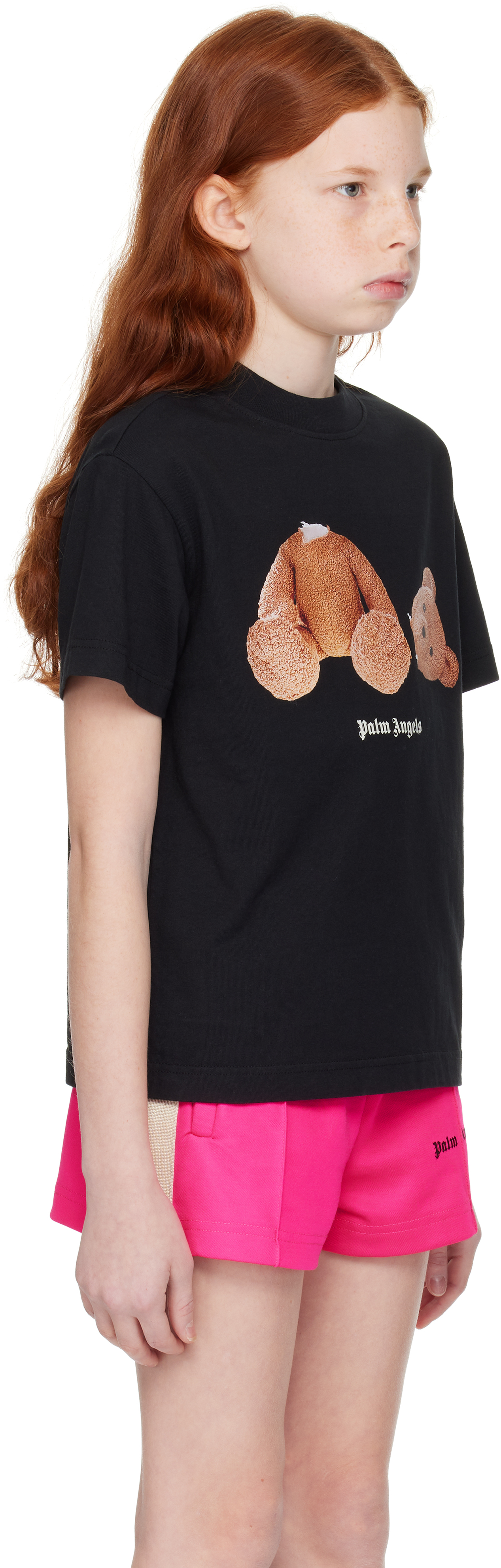 Palm Angels Kids Bear T-shirt In Black Brown