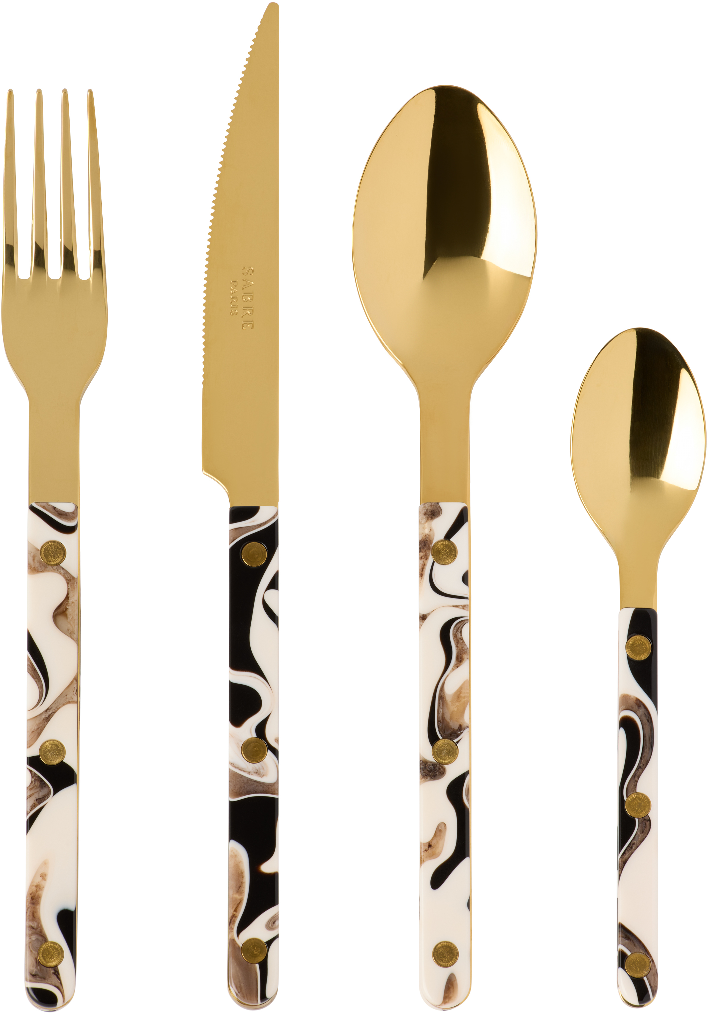 Sabre Gold Bistrot Dune Flatware Set, 4 Pcs In Dune