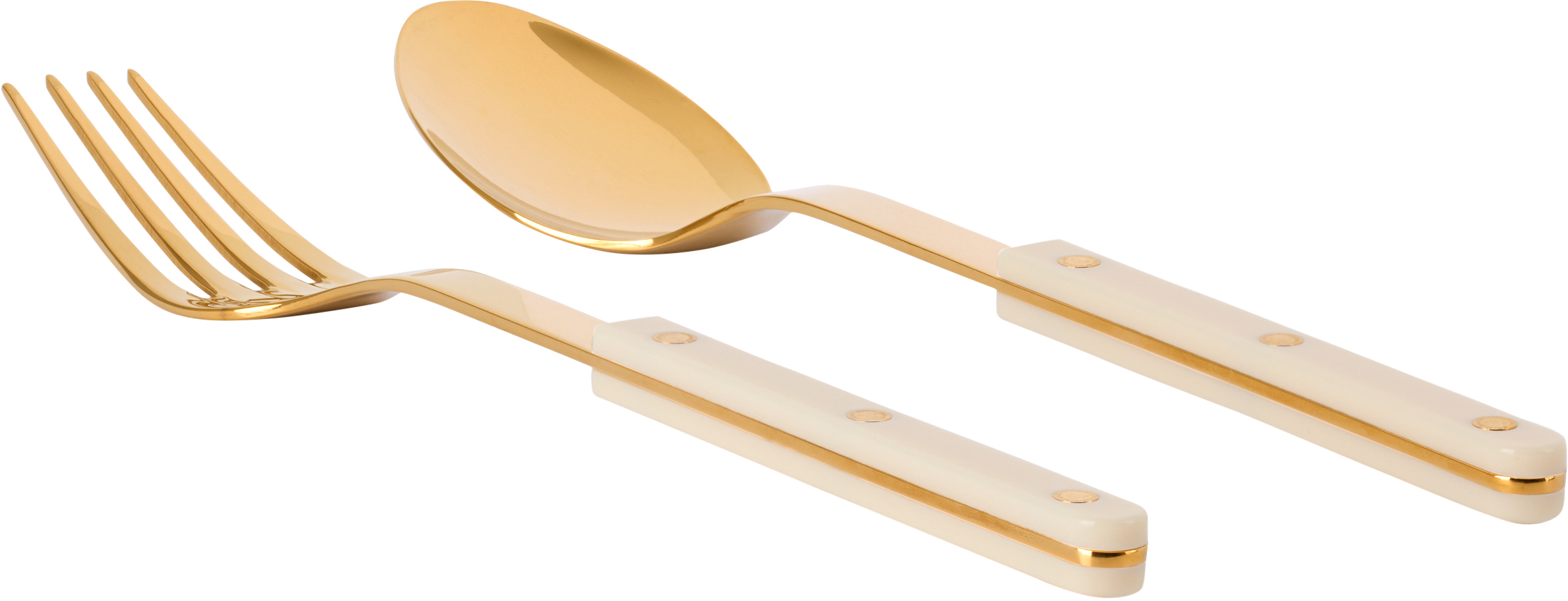 Sabre Gold & Off-white Bistrot Serving Set In Ivory