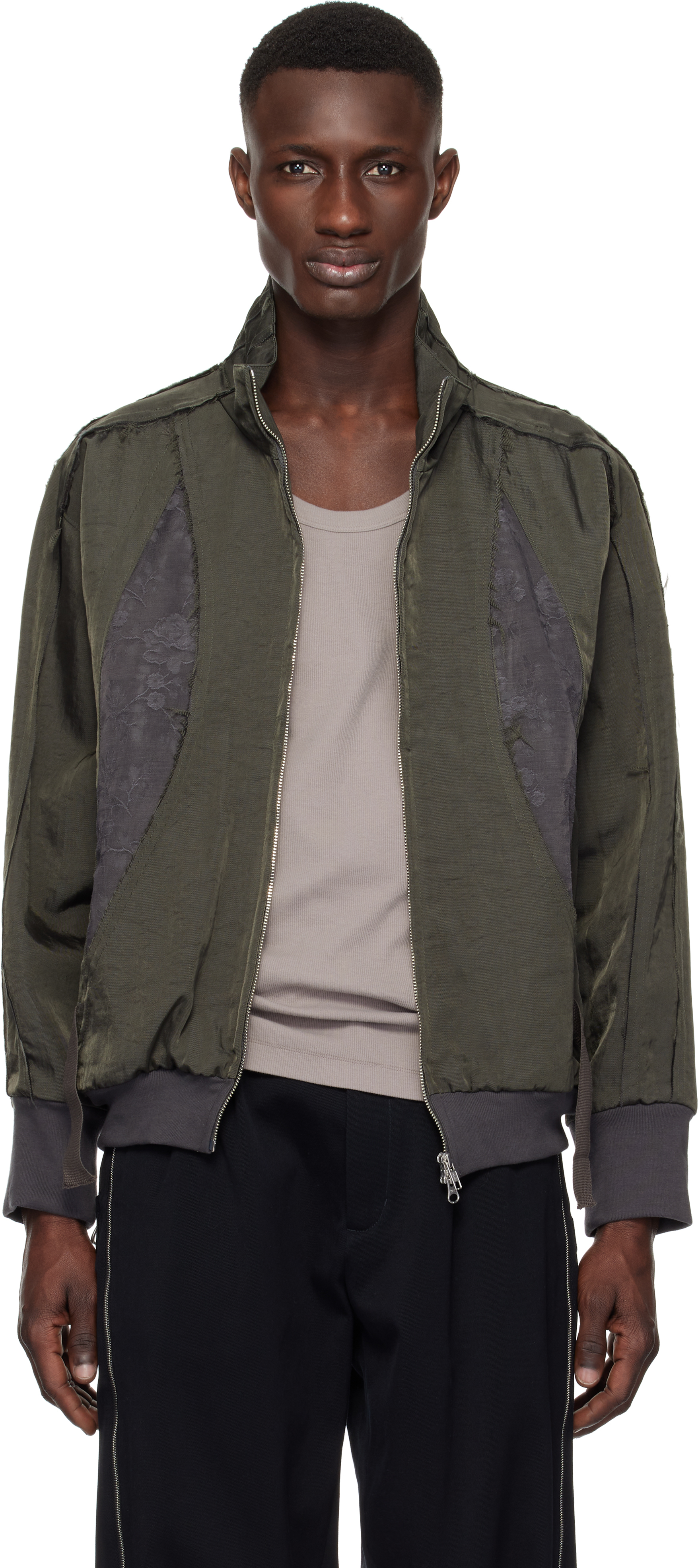 Khaki & Gray Teardrop Track Jacket