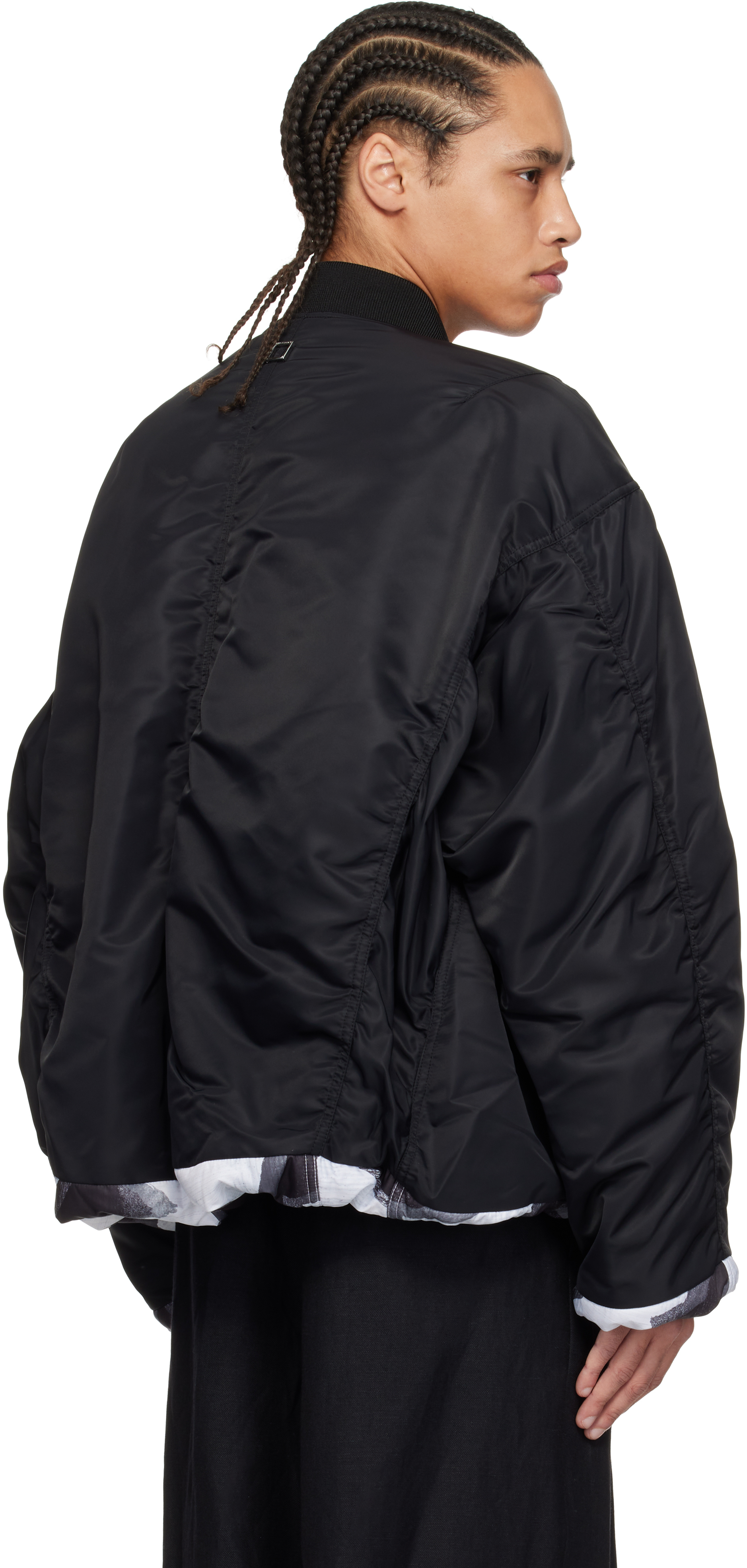 Wooyoungmi Black Ma-1 Reversible Bomber Jacket In Black914b