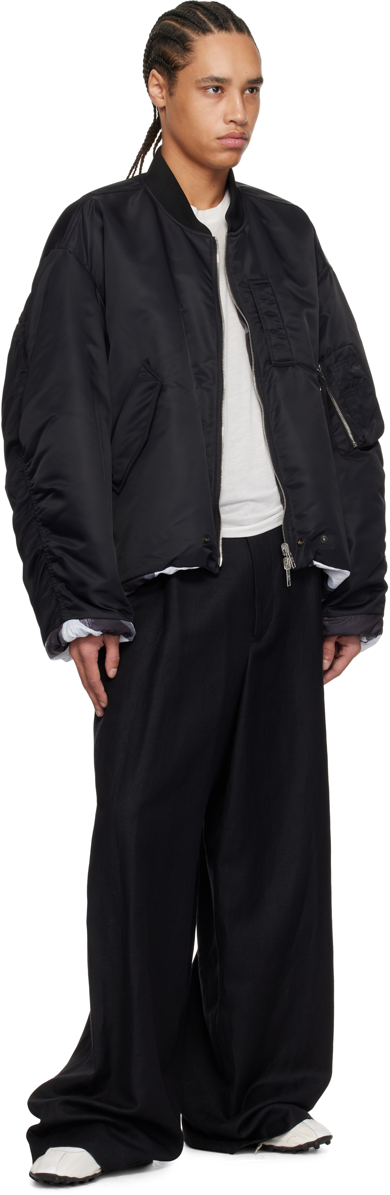 Wooyoungmi Black Ma-1 Reversible Bomber Jacket In Black914b