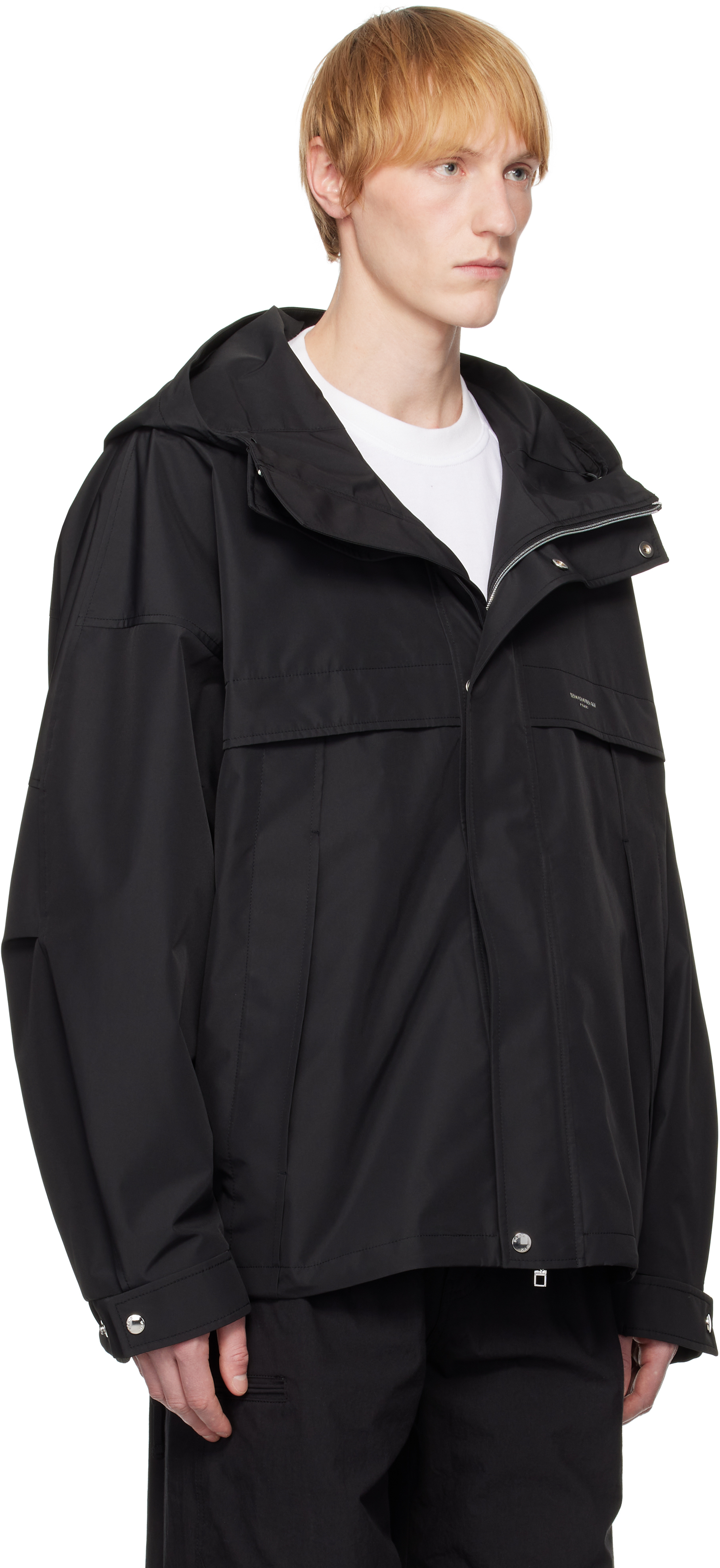Wooyoungmi Hooded Polyester Jacket With Drawstring And Pockets In Black921b