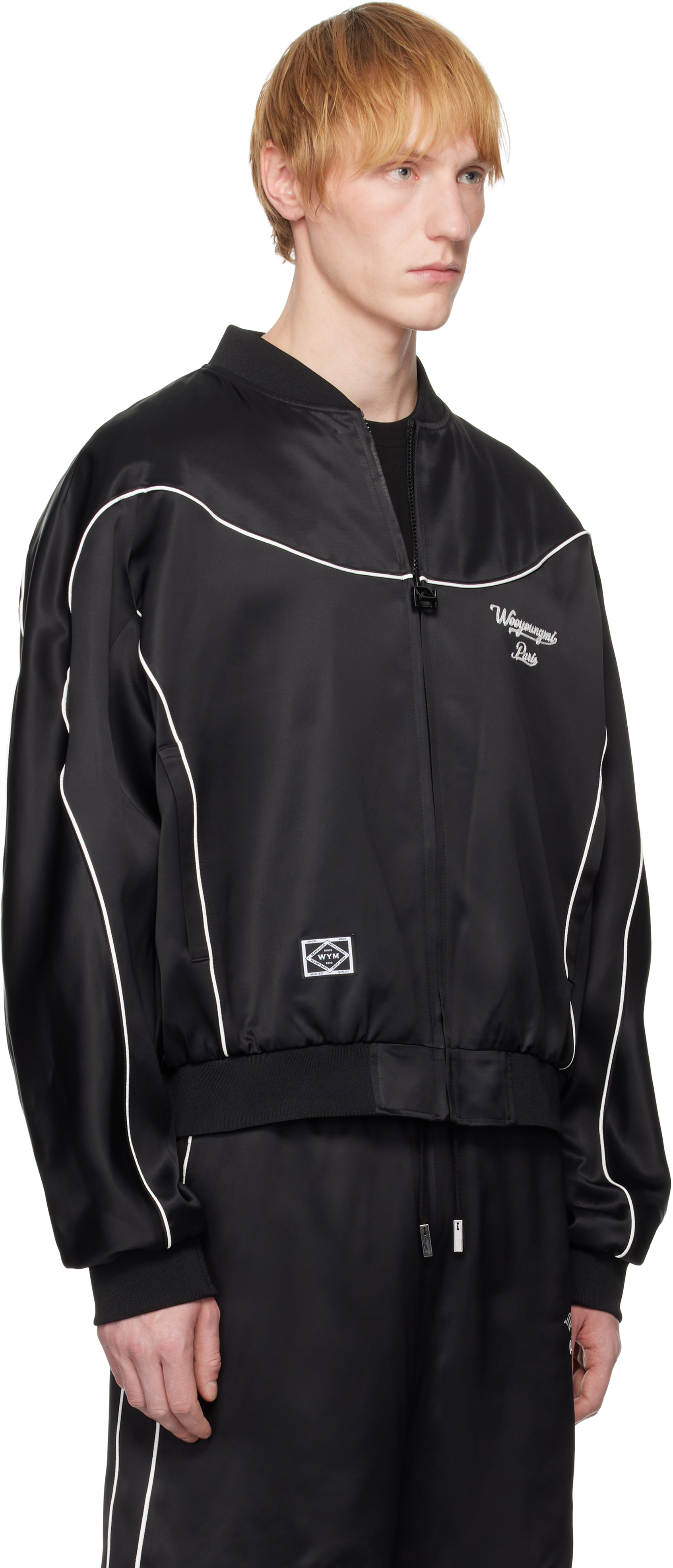Wooyoungmi Black Palm Tree Piping Jacket In Black917b