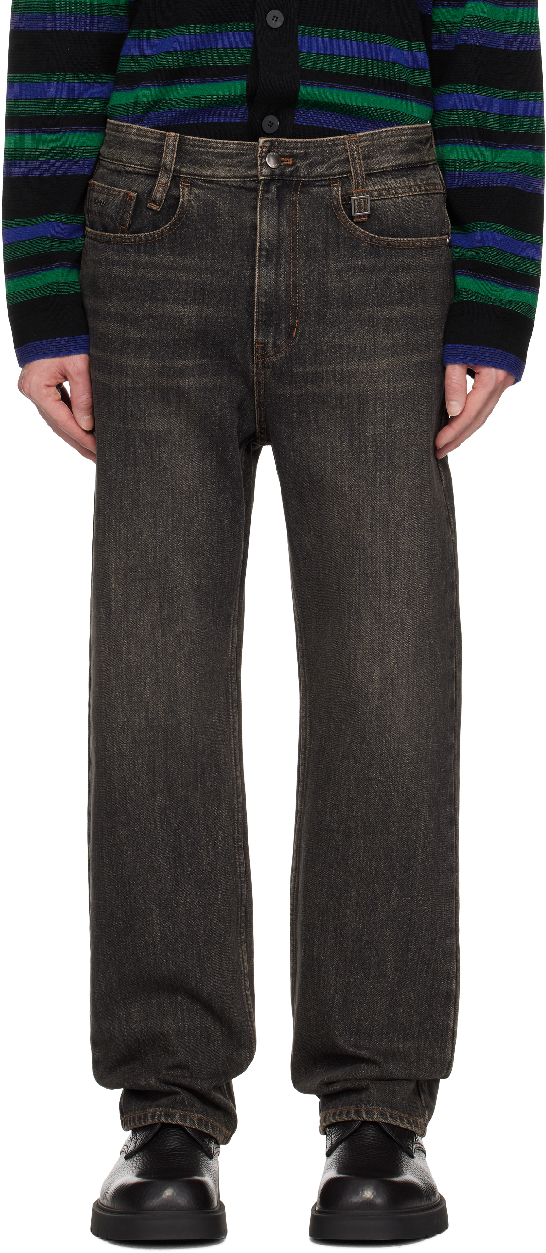 デニム・ジーパン WOOYOUNGMI 25SS SQUARESTEELLOGO ONETUCK WASHEDWIDEDENIMPANTS WOOYOUNGMI Wide-leg jeans | Harvey Nichols