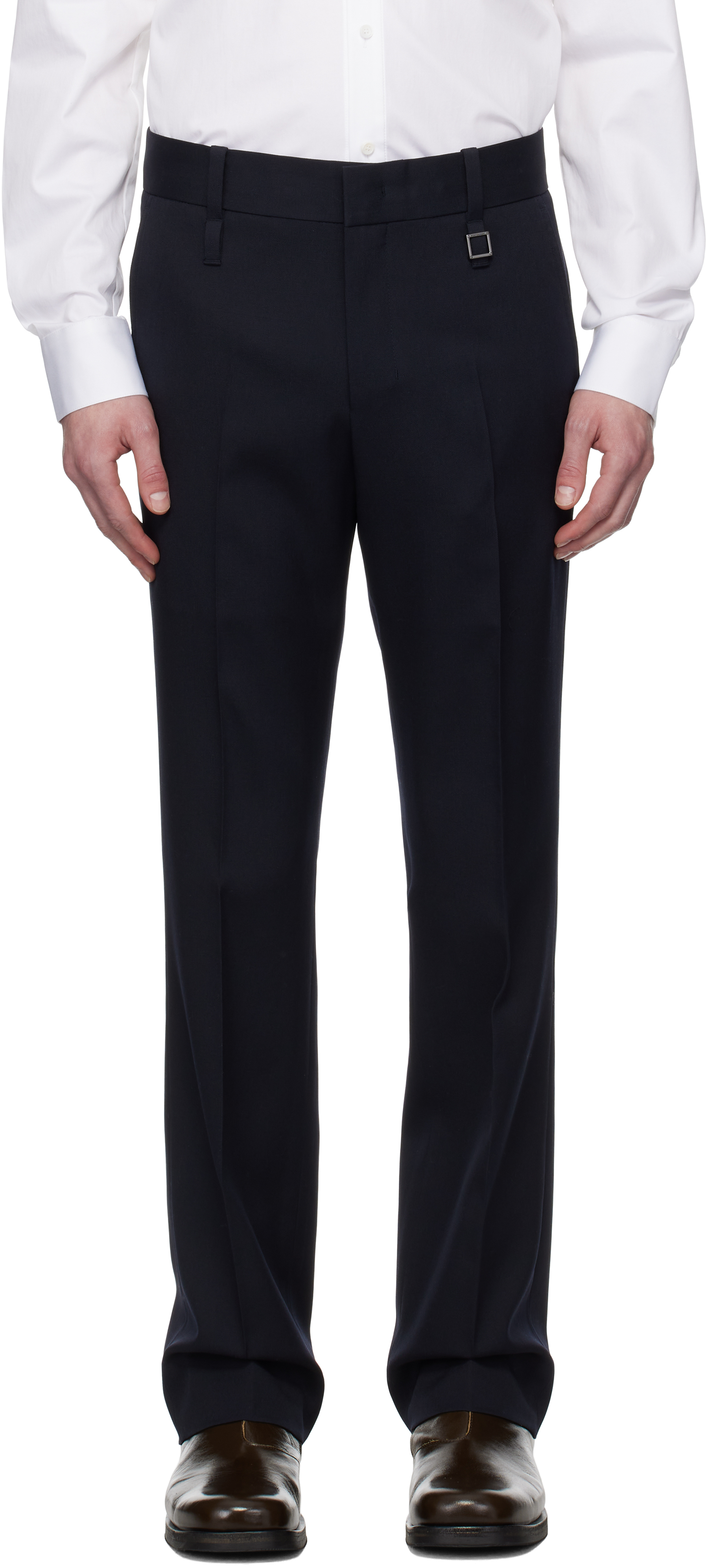 Navy Slim Straight Trousers