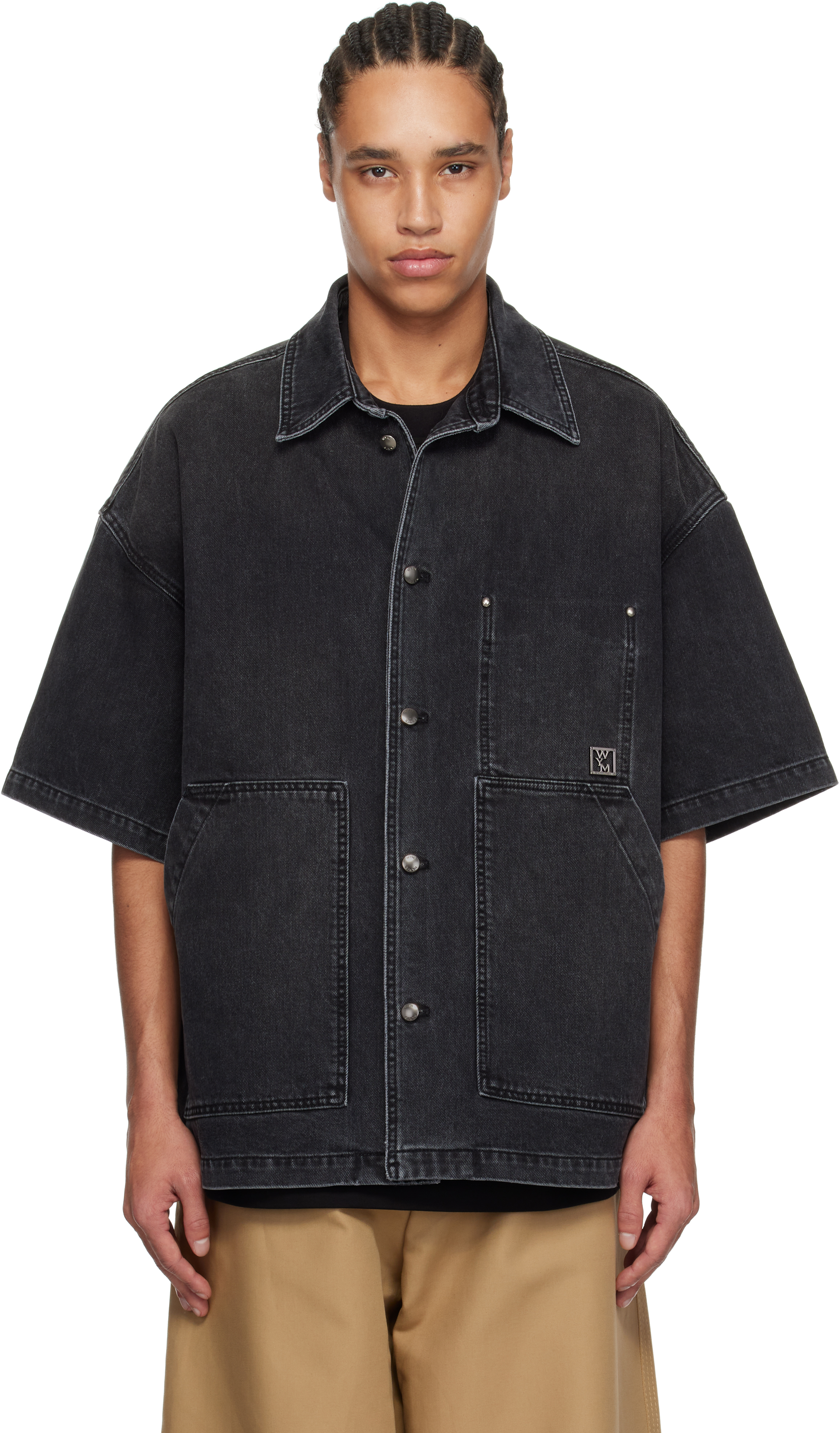 Black Faded Denim Shirt