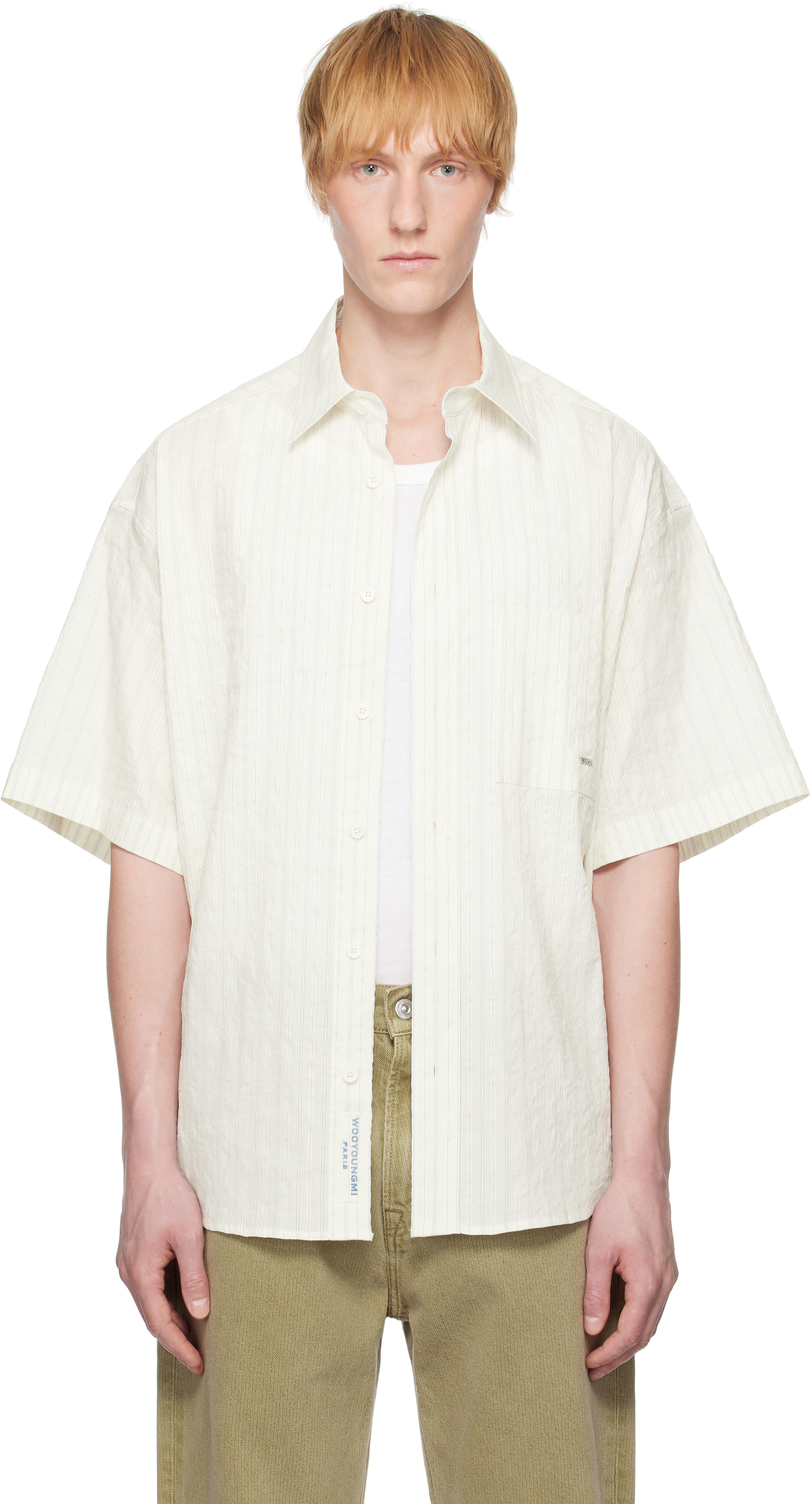 Off-White Stripe Short Sleeve Shirt