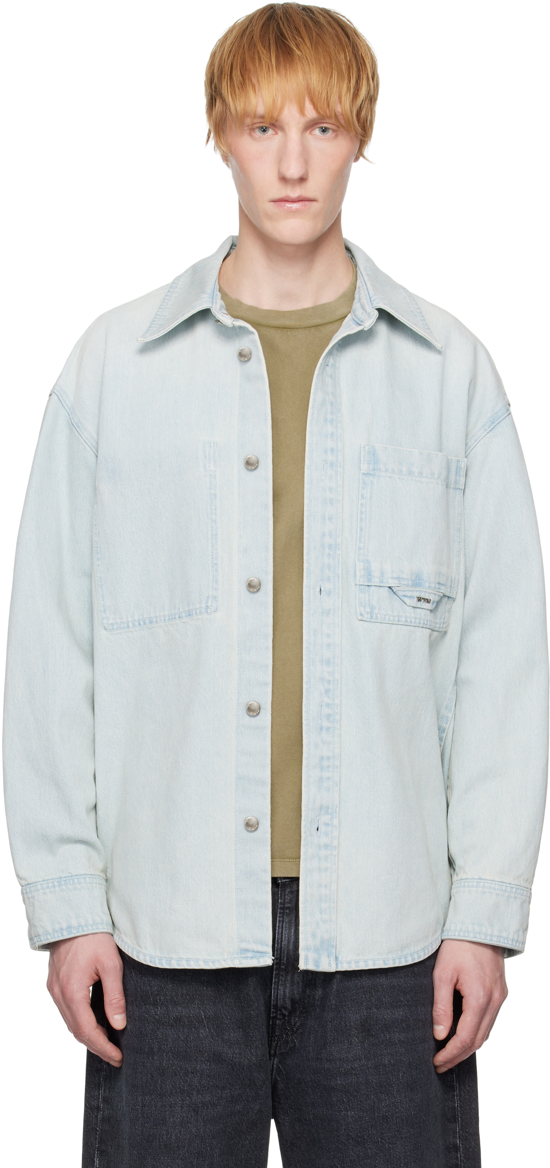 Blue Flower Back Logo Denim Shirt