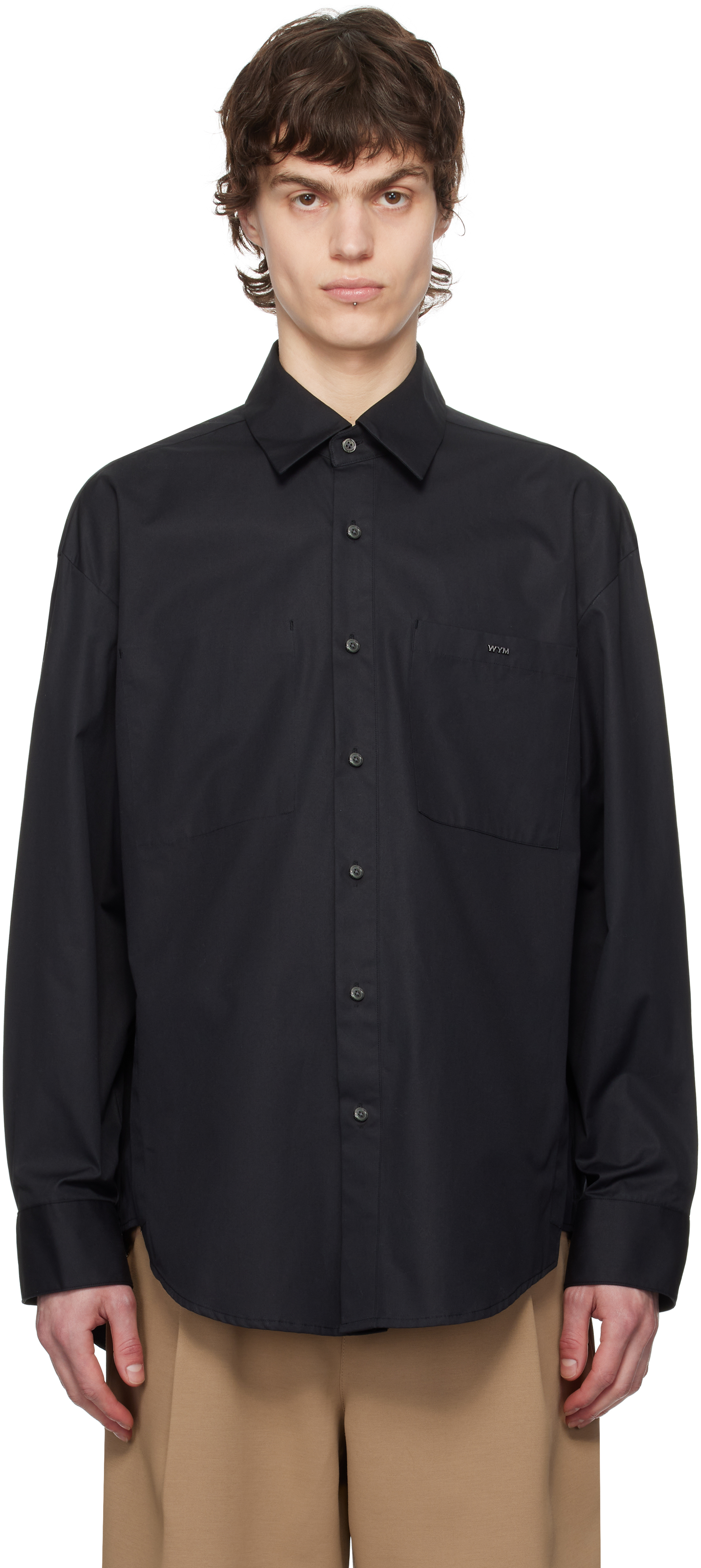 Black Cotton Back Logo Shirt