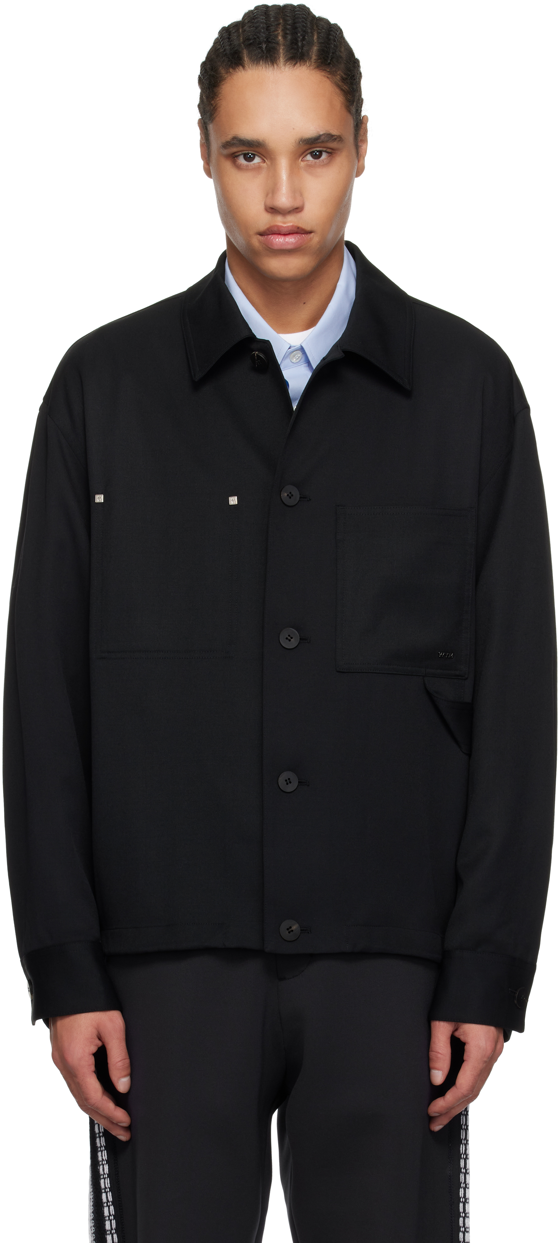 【関税込み】WOOYOUNGMI ブラック Line Embroidered フーディ Black Line Embroidered Hoodie by WOOYOUNGMI on Sale