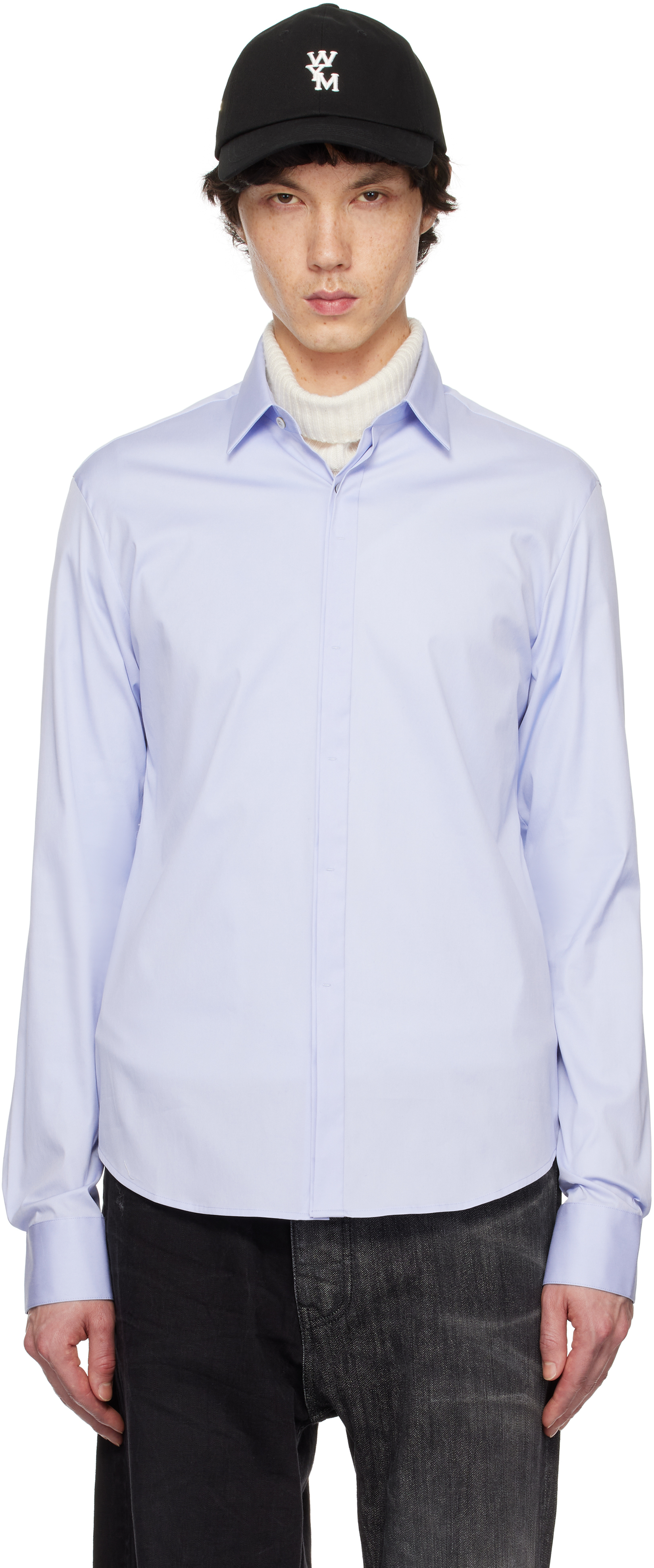 Blue Concealed Button Shirt