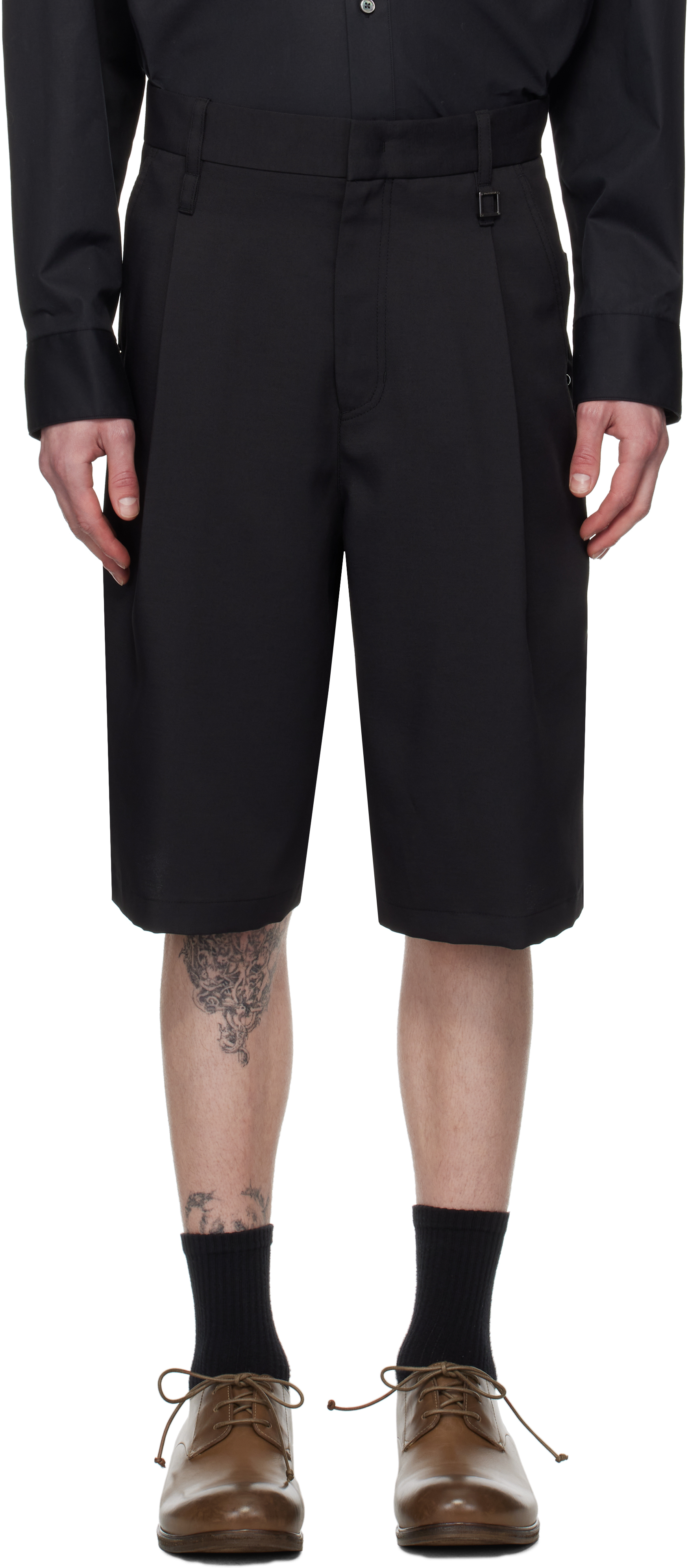 Black Pleated Shorts