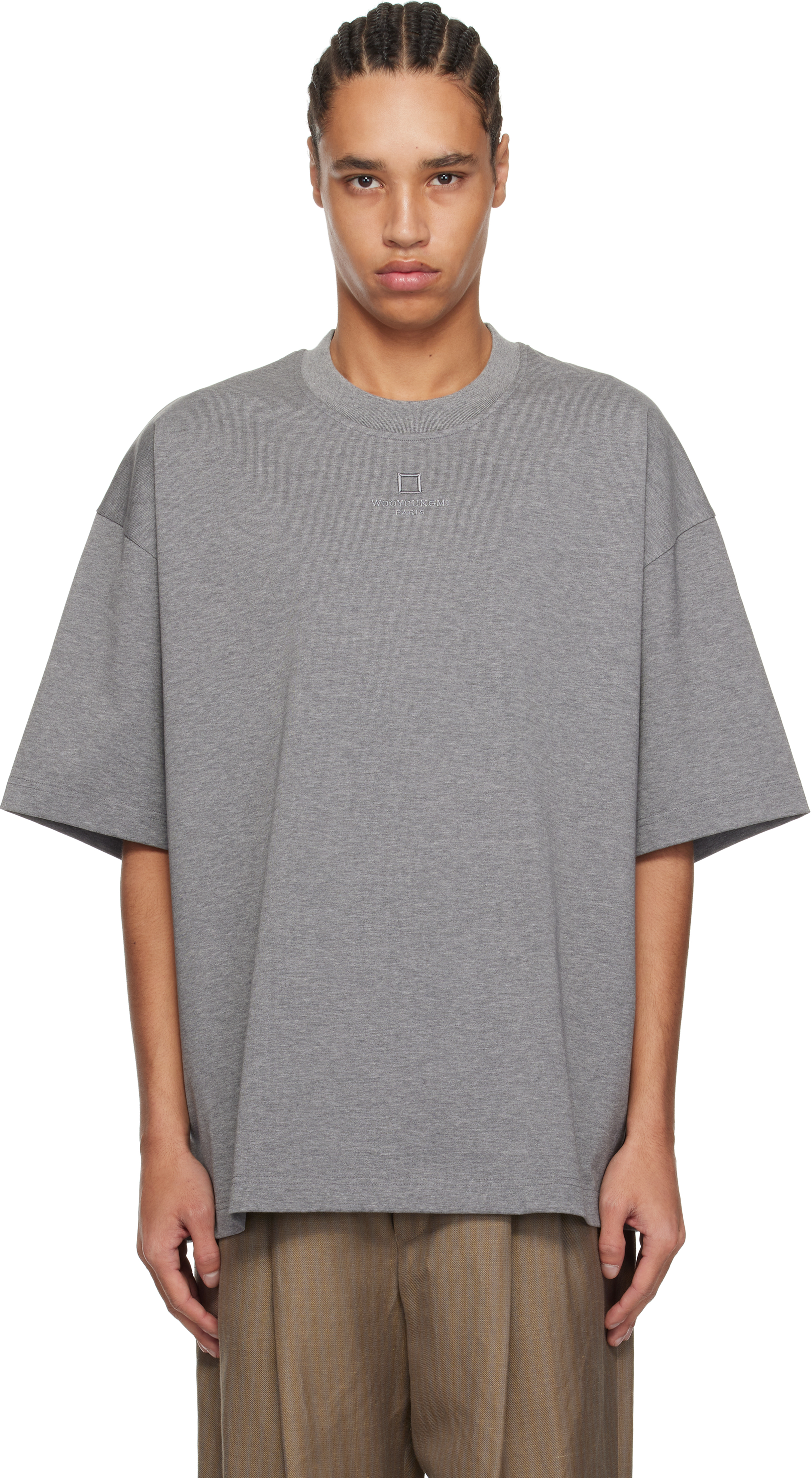 WOOYOUNGMIのグレー コットン オーバーフィット Tシャツがセール中 WOOYOUNGMIのグレー コットン オーバーフィット Tシャツがセール中