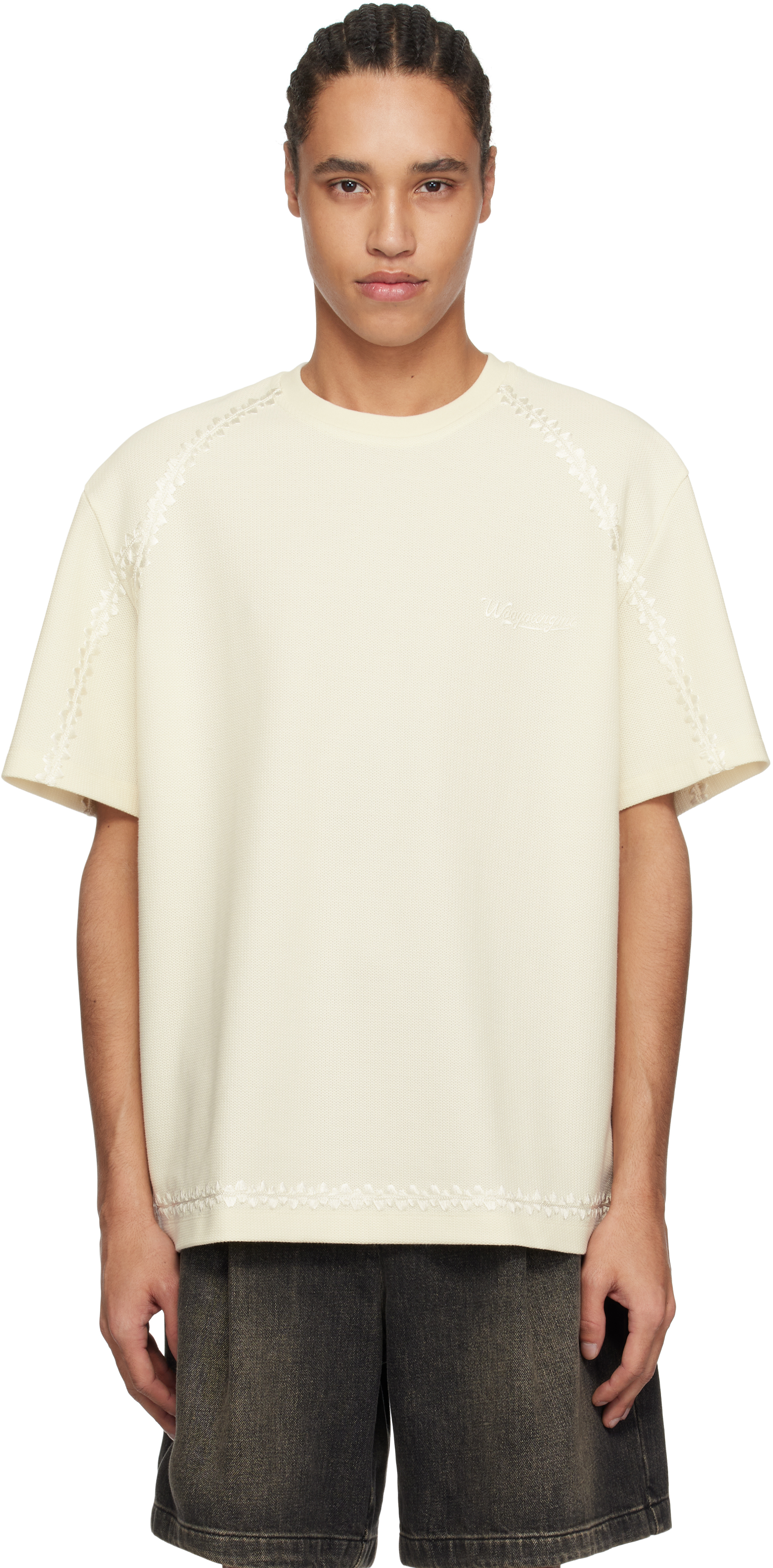 Tシャツ・カットソー WOOYOUNGMI Men T-shirt White W251TS04 716W White Printed T-Shirt by WOOYOUNGMI on Sale