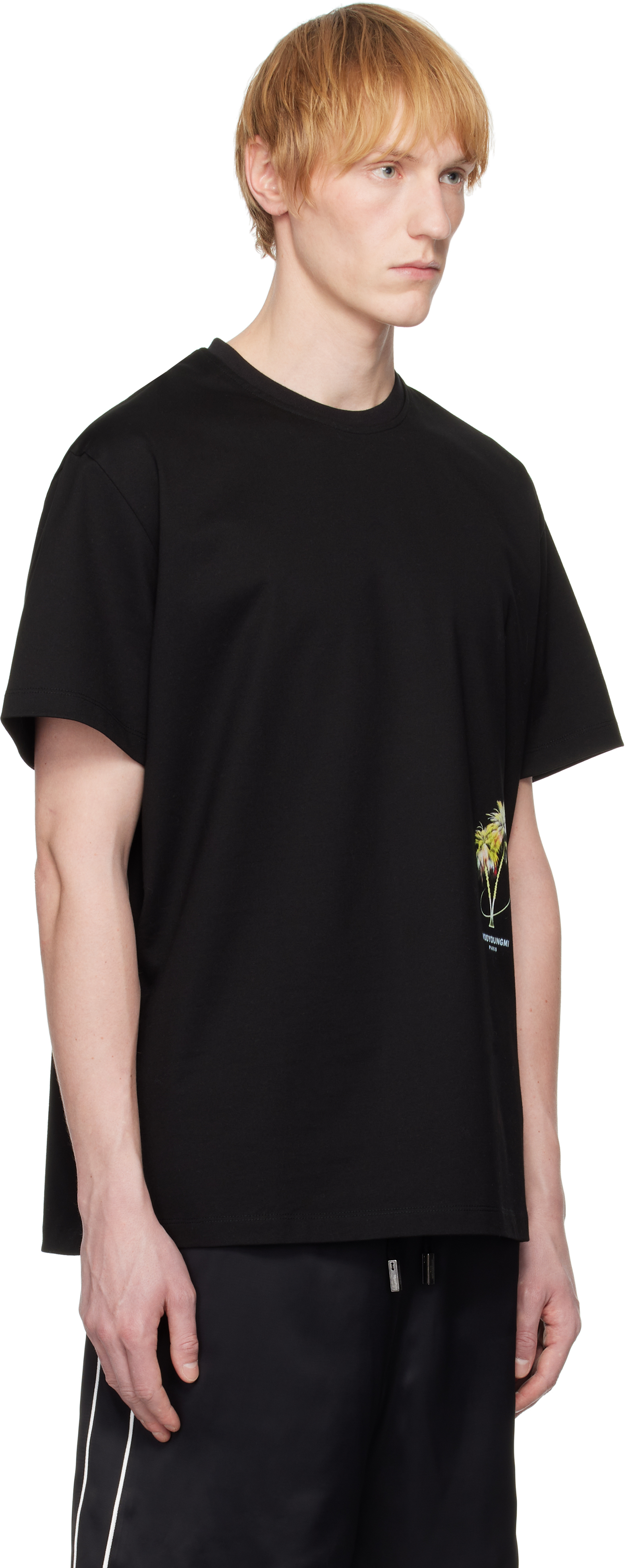 Wooyoungmi Black Crewneck T-shirt With Logo Detail On The Front And Maxi Logo Print On The Rear In Cotton Man In Black718b